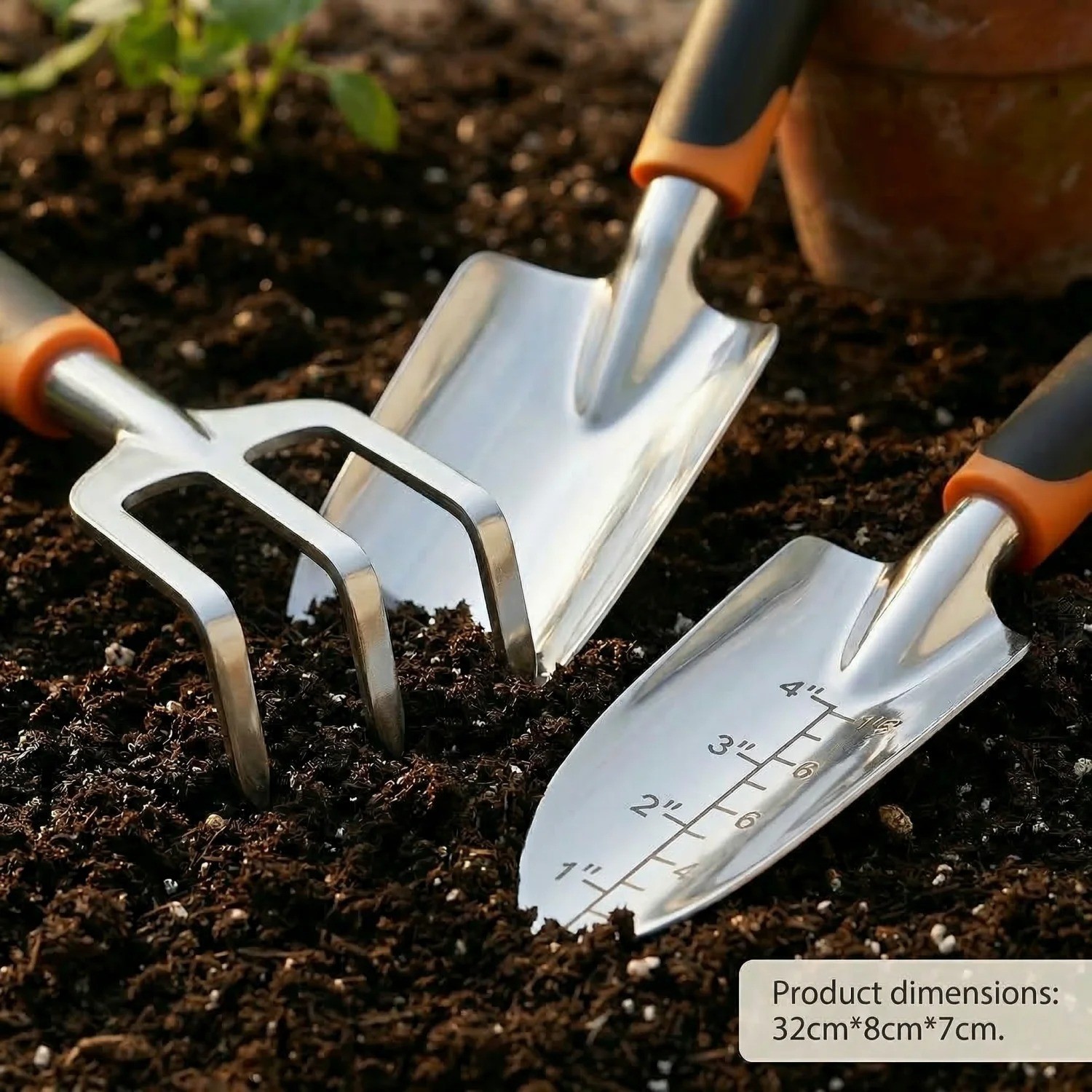 Stainless Steel Garden Tools Set Trowel Cultivator Ergonomic Kit