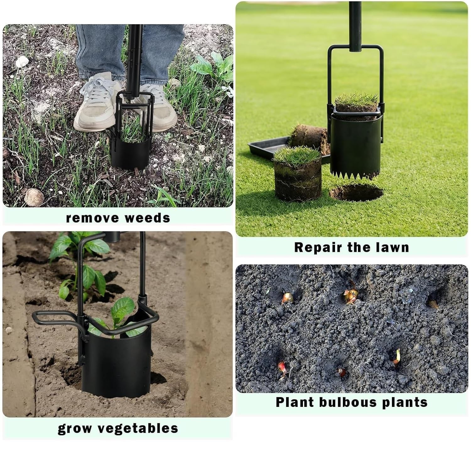 Lilyvane Sod Plugger Tool & Bulb Planter, Heavy Duty Grass Plugger with Sharp Se