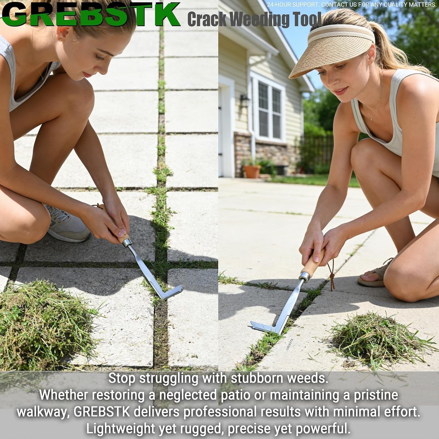 13″ Crack Weeder Tool: Lightweight Beech Handle & Razor-Sharp Stainless Steel