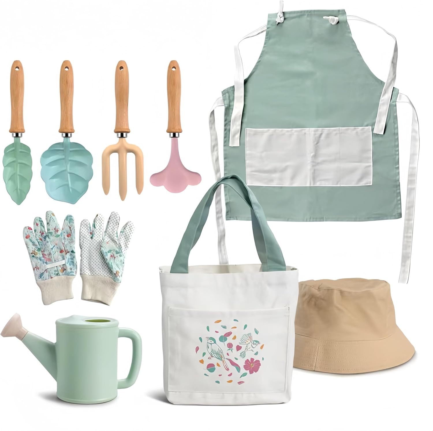 9PCS Gardening Set Toys for Kids, Quality Garden Tool Kit Includes Tote Bag, Glo