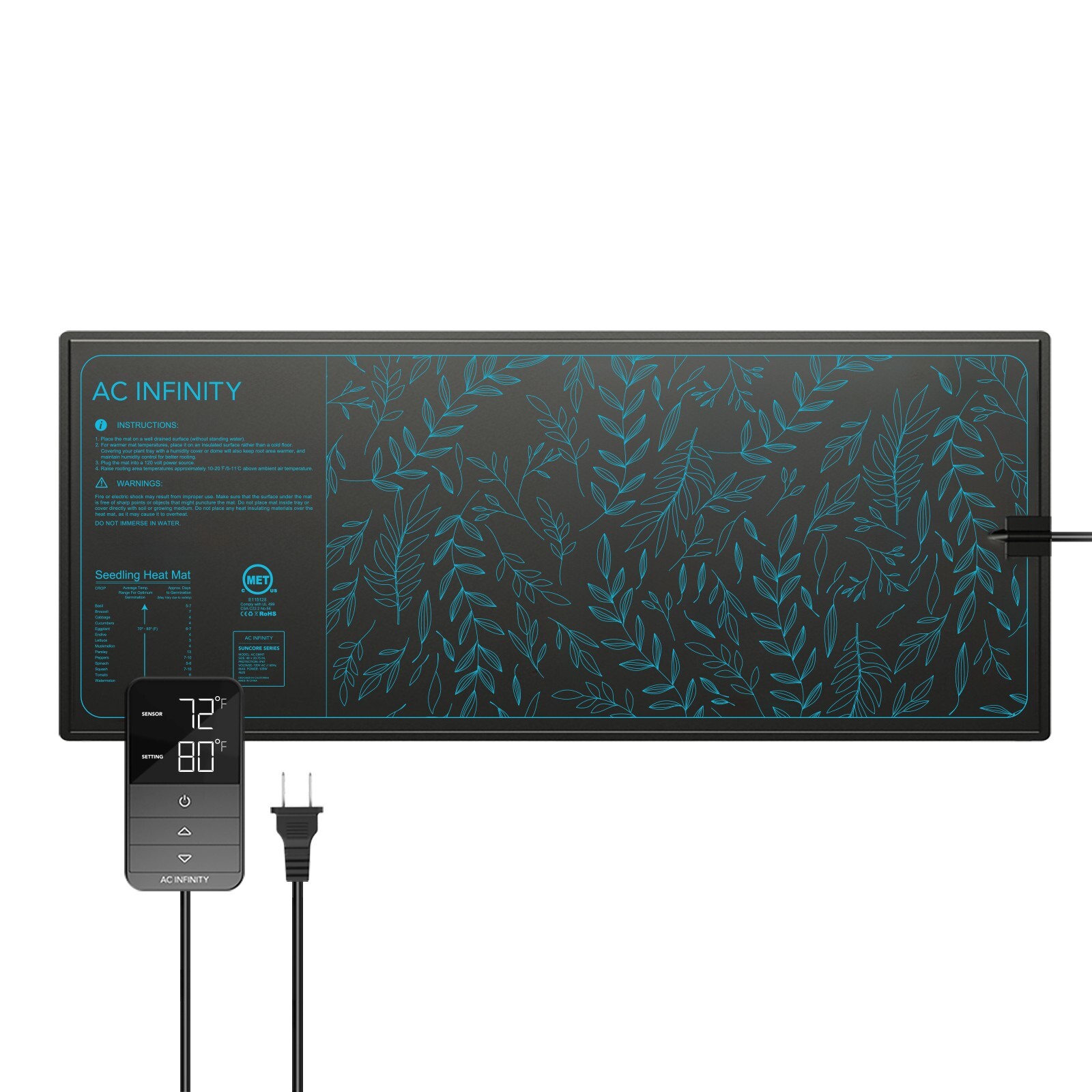 SUNCORE H7, Waterproof Seedling Mat Digital Thermostat Heat Controller 48×20.75″