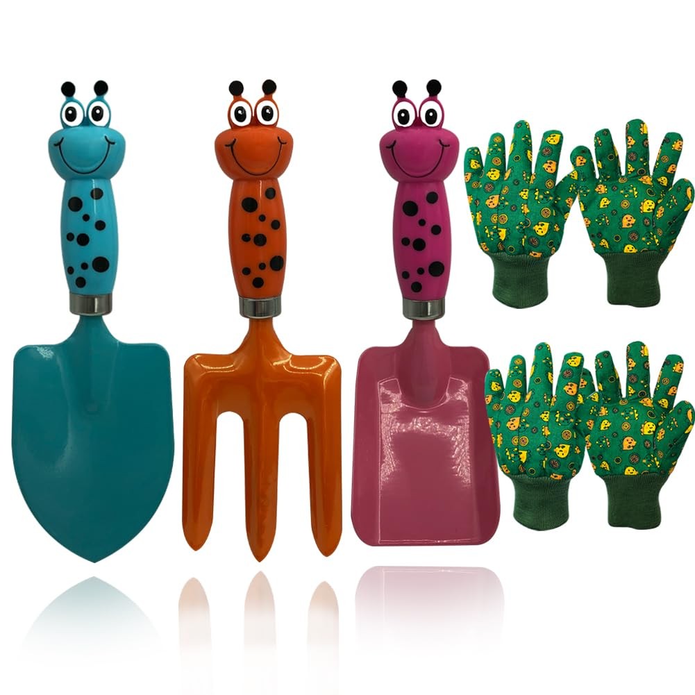 Kids Gardening Tool Set with 3 Tools and 2 Toddler Gloves
