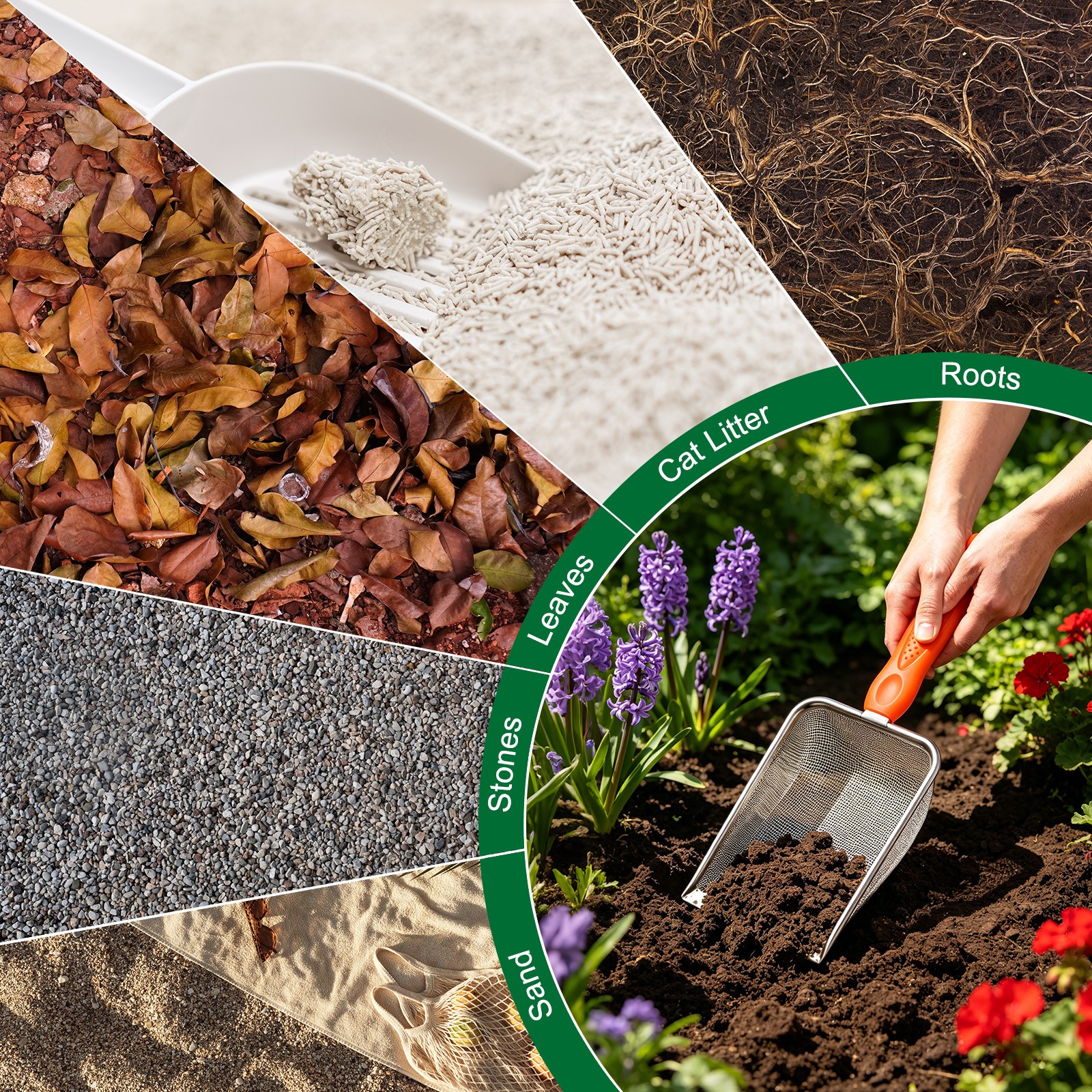 5 mm Mesh Stainless Steel Gardening Soil Sifter for Rock [White, Orange]