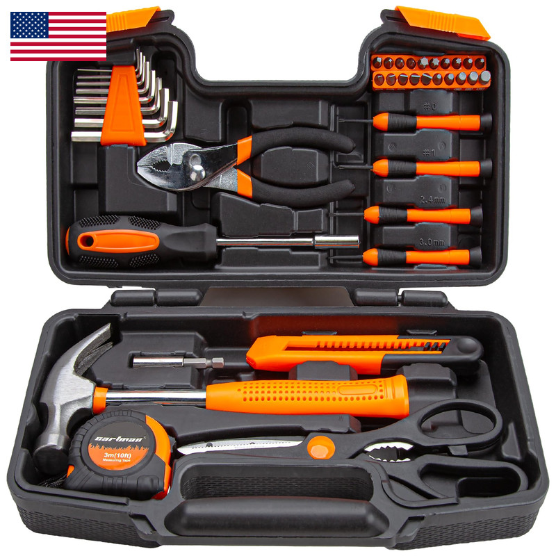 Cartman 39 Piece Tool Set General Household Hand Kit Plastic Toolbox Storage