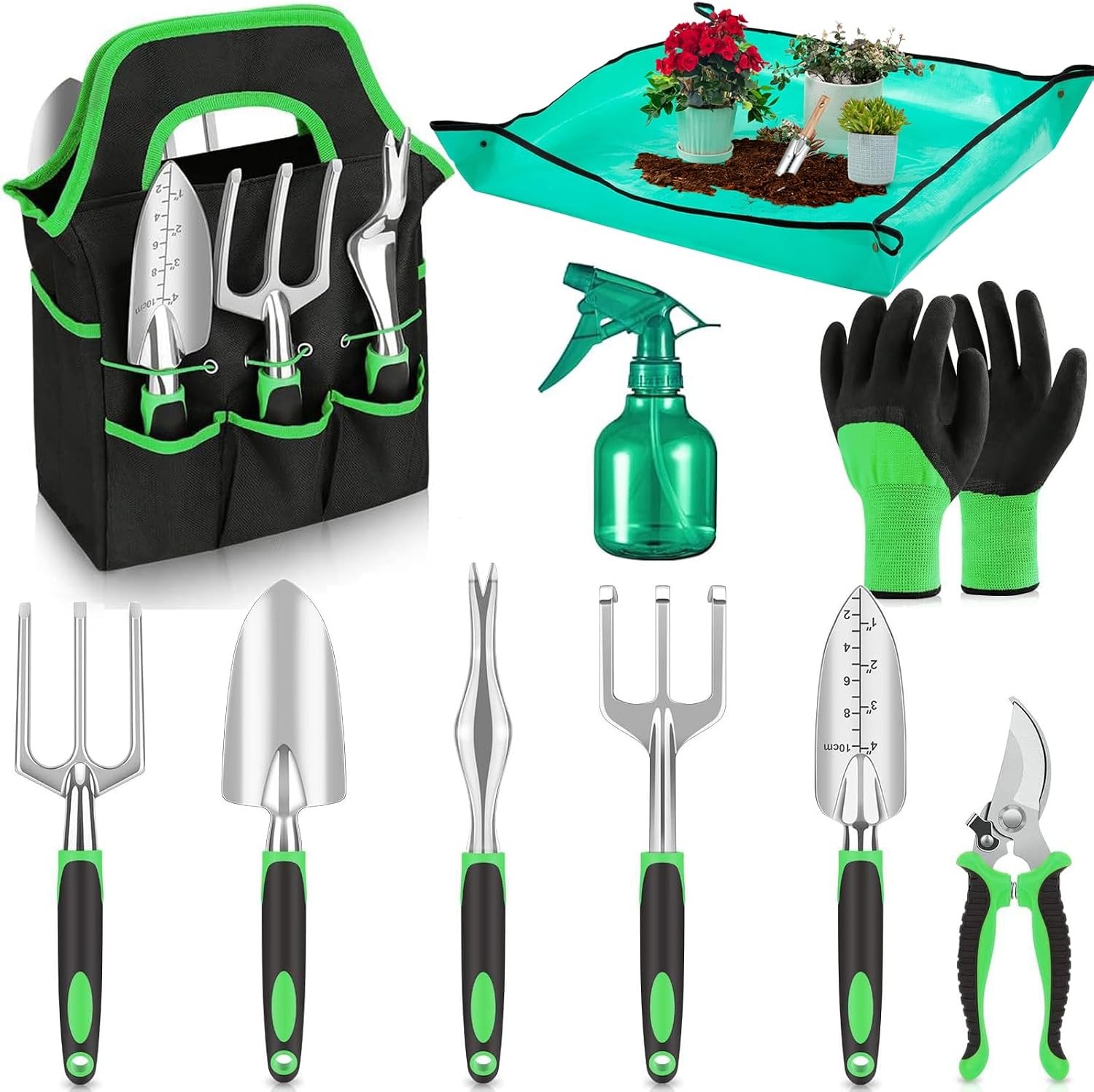 10-Piece Garden Tool Set – Heavy Duty Lightweight Aluminum Alloy Gardening Tools