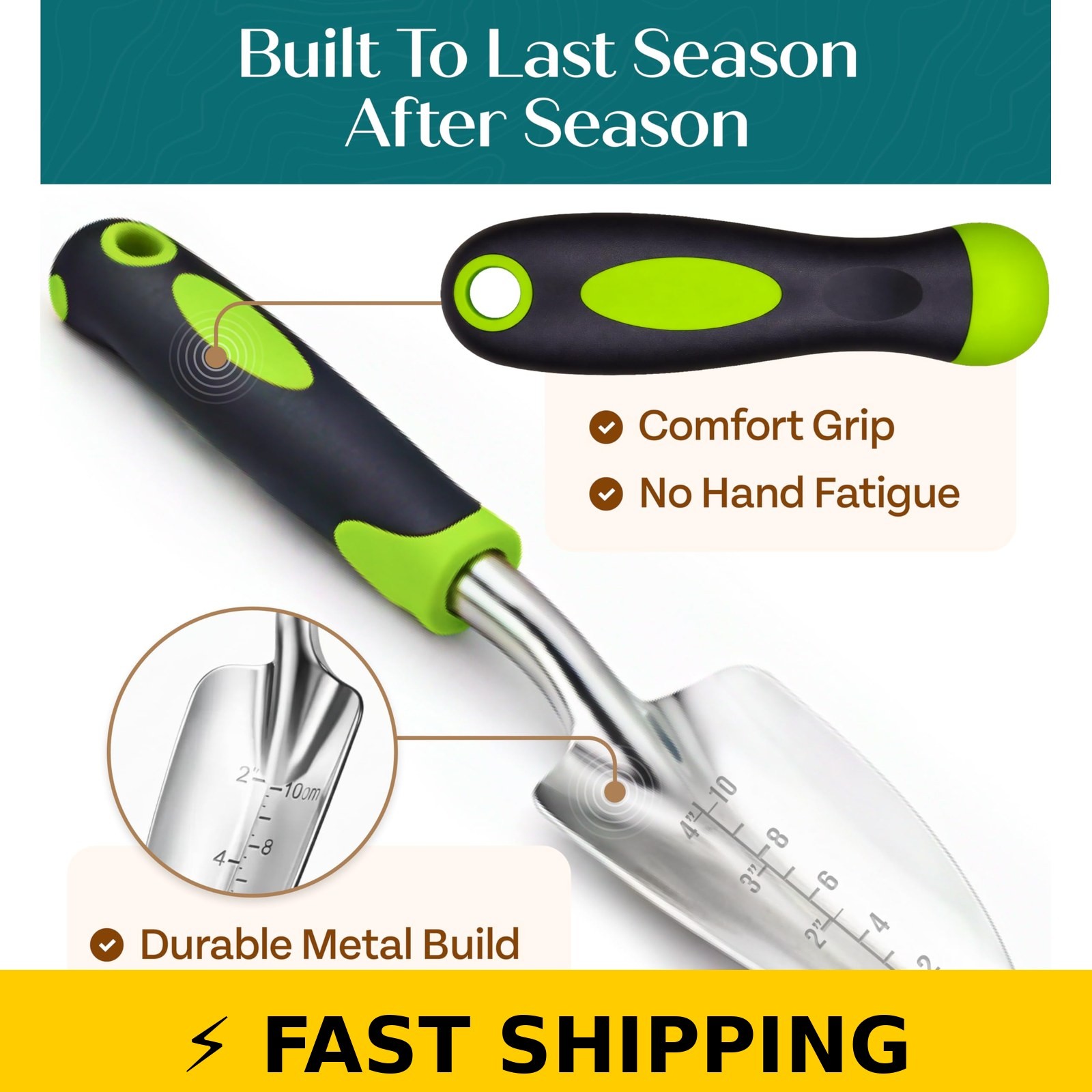 Craft911 Heavy Duty Gardening Tools Set – Ergonomic & Durable, Green
