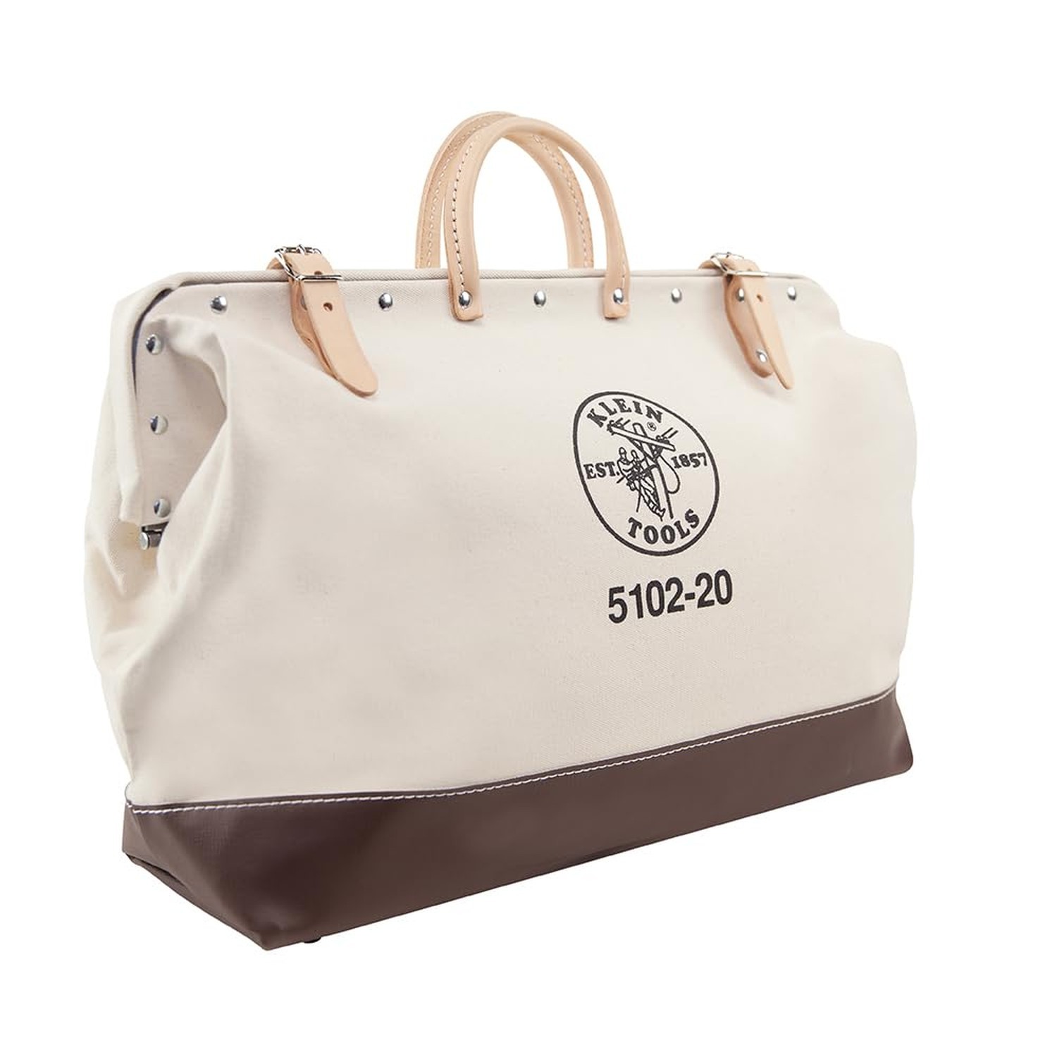 Klein Tools 5102-20 Heavy Duty Natural Canvas Tool Bag, Tool Tote, Multi-Purp…