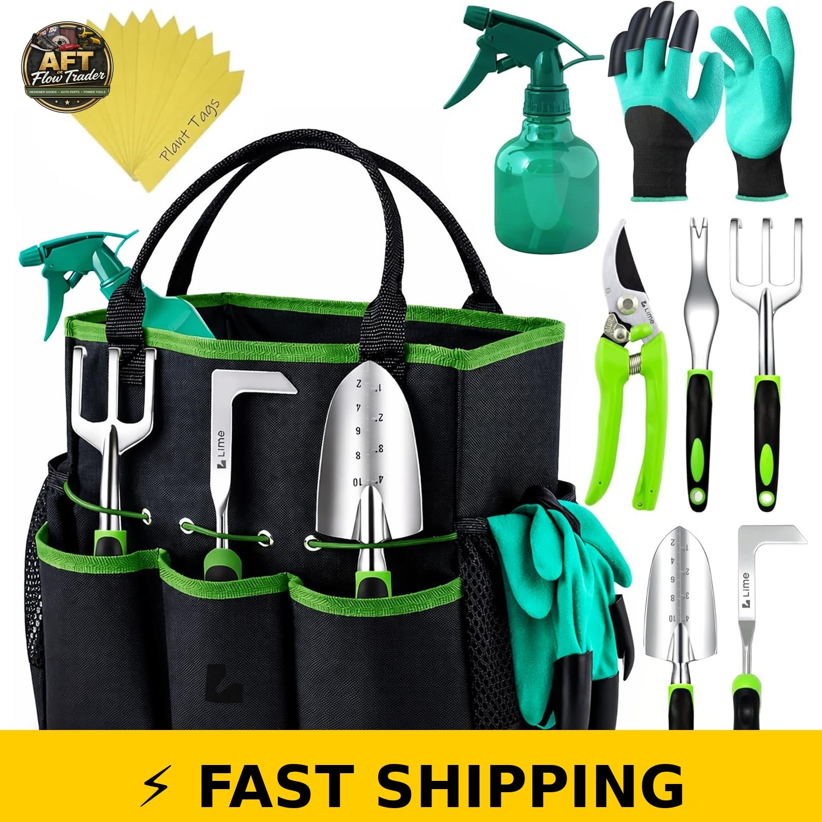 Craft911 Heavy Duty Gardening Tools Set – Ergonomic & Durable, Green