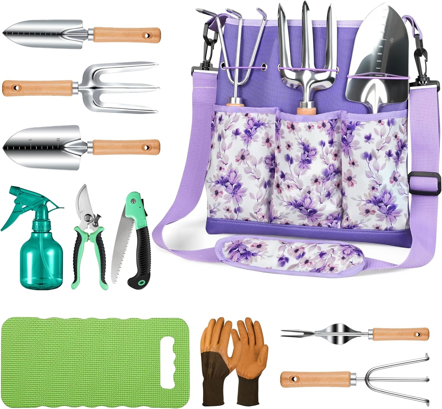 All-in-One Rustproof Gardening Tools Set Canvas Crossbody Bag Garden Gift Kit