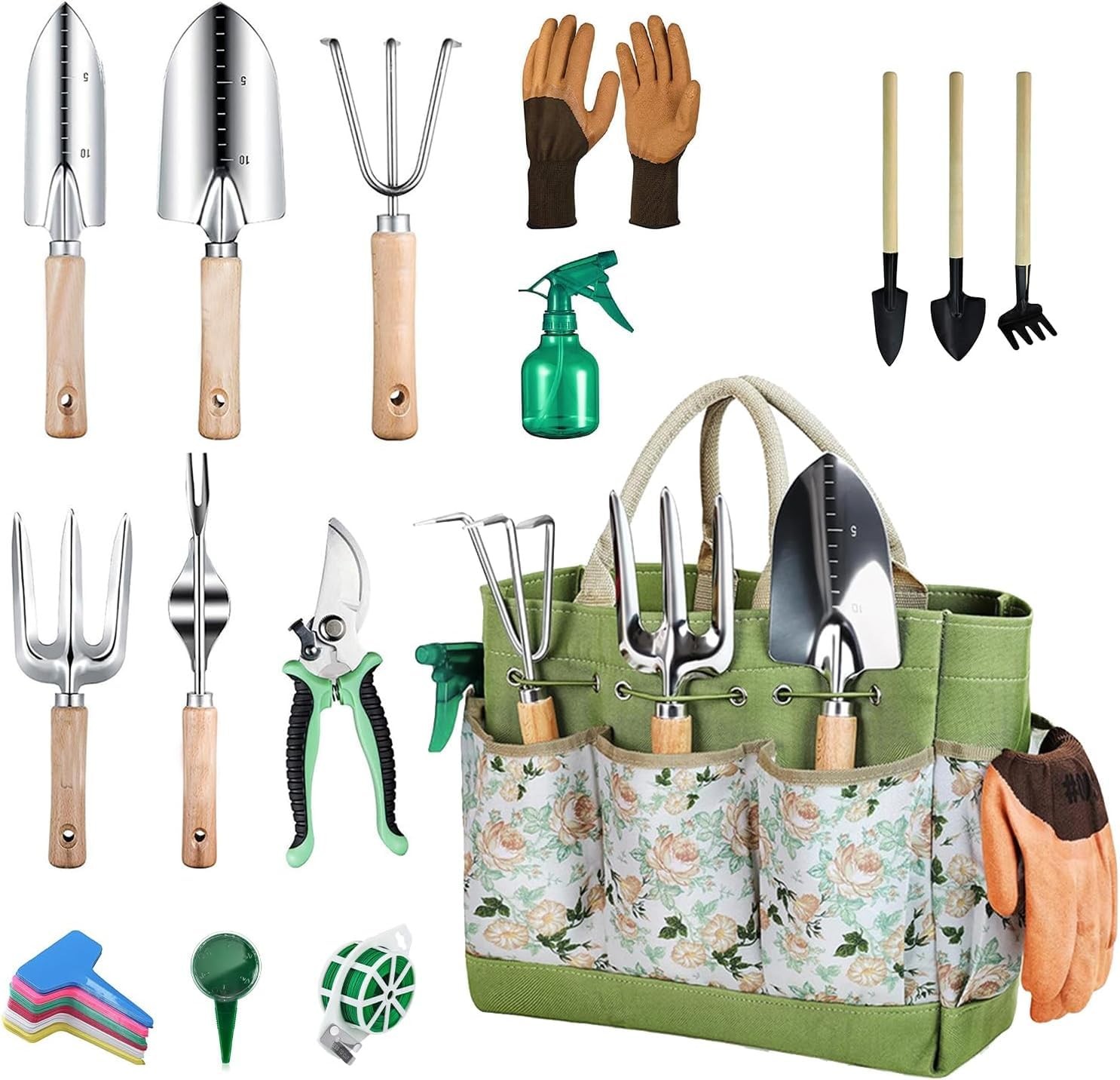 Gardening Tools 12-Piece, Durable Heavy Duty Garden Tool Set Stainless Steel,…