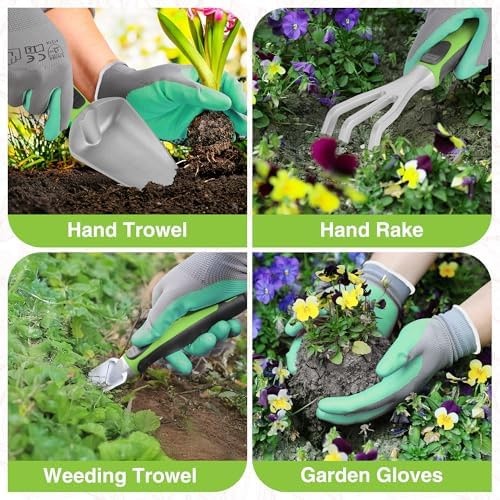 WORKPRO 5PCS Aluminum Garden Tool Set, Powder Coating Compact Gardening Tool …