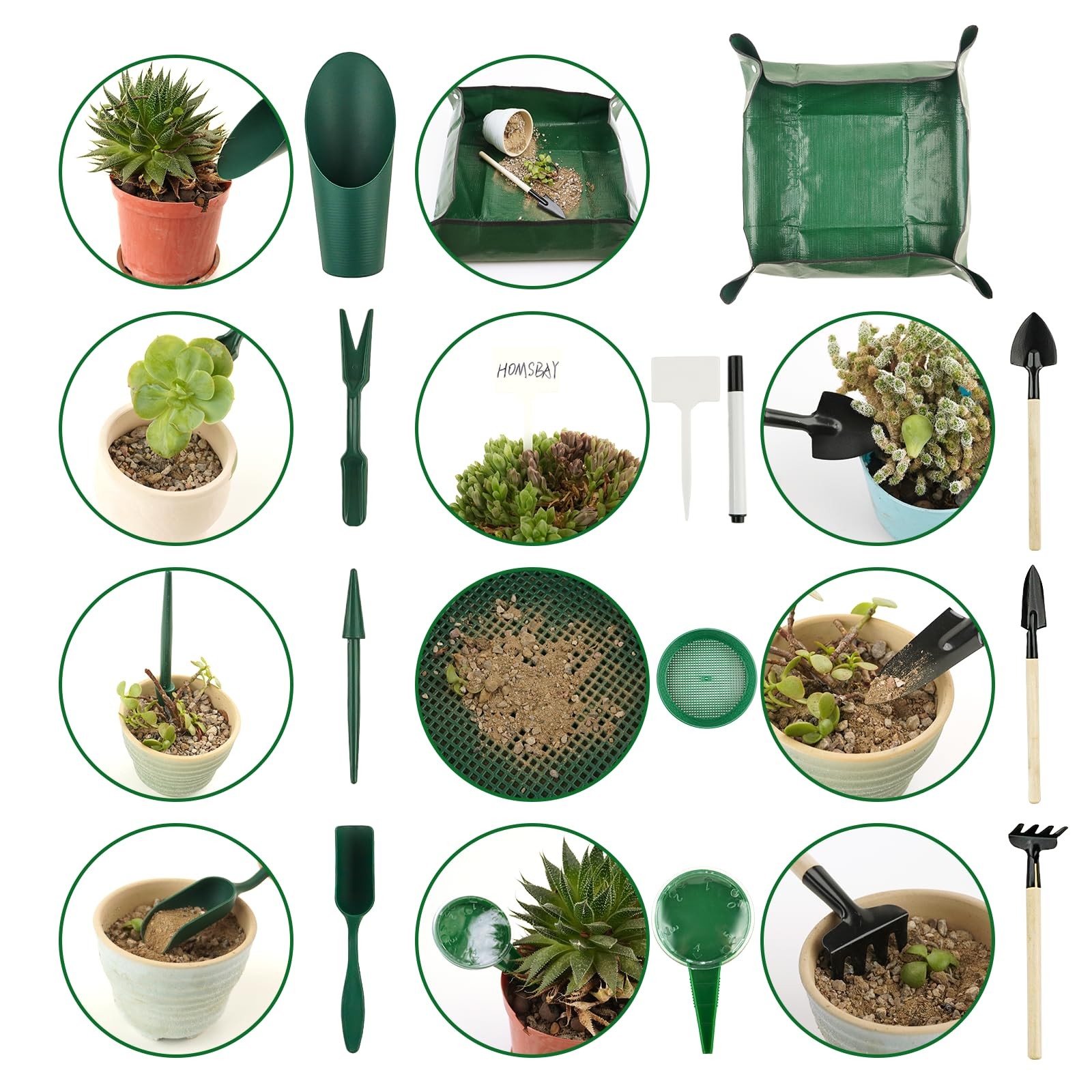 16Pcs Garden Tools, Mini Garden Hand Transplanting Succulent Tools Set, 19.6″…