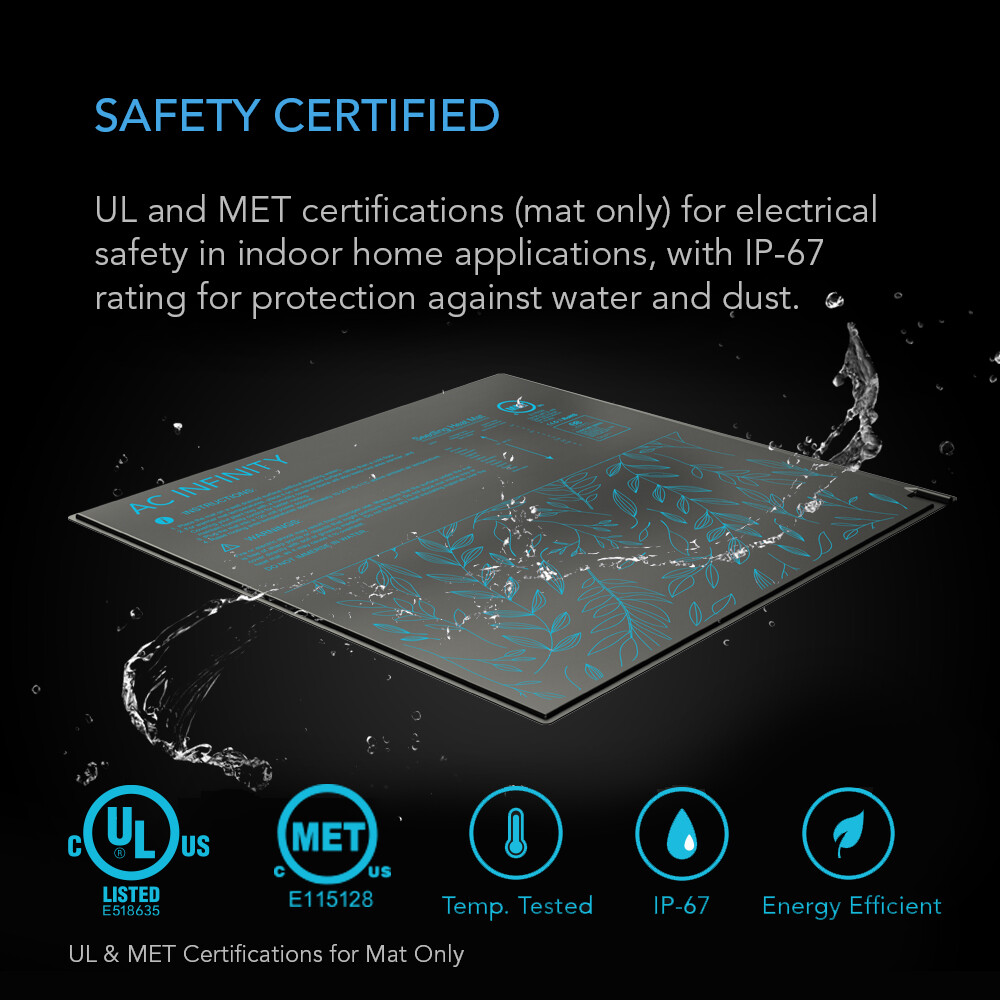 SUNCORE T1, Waterproof Seedling Mat, Digital Thermostat, Heat Controller, 3″x20”