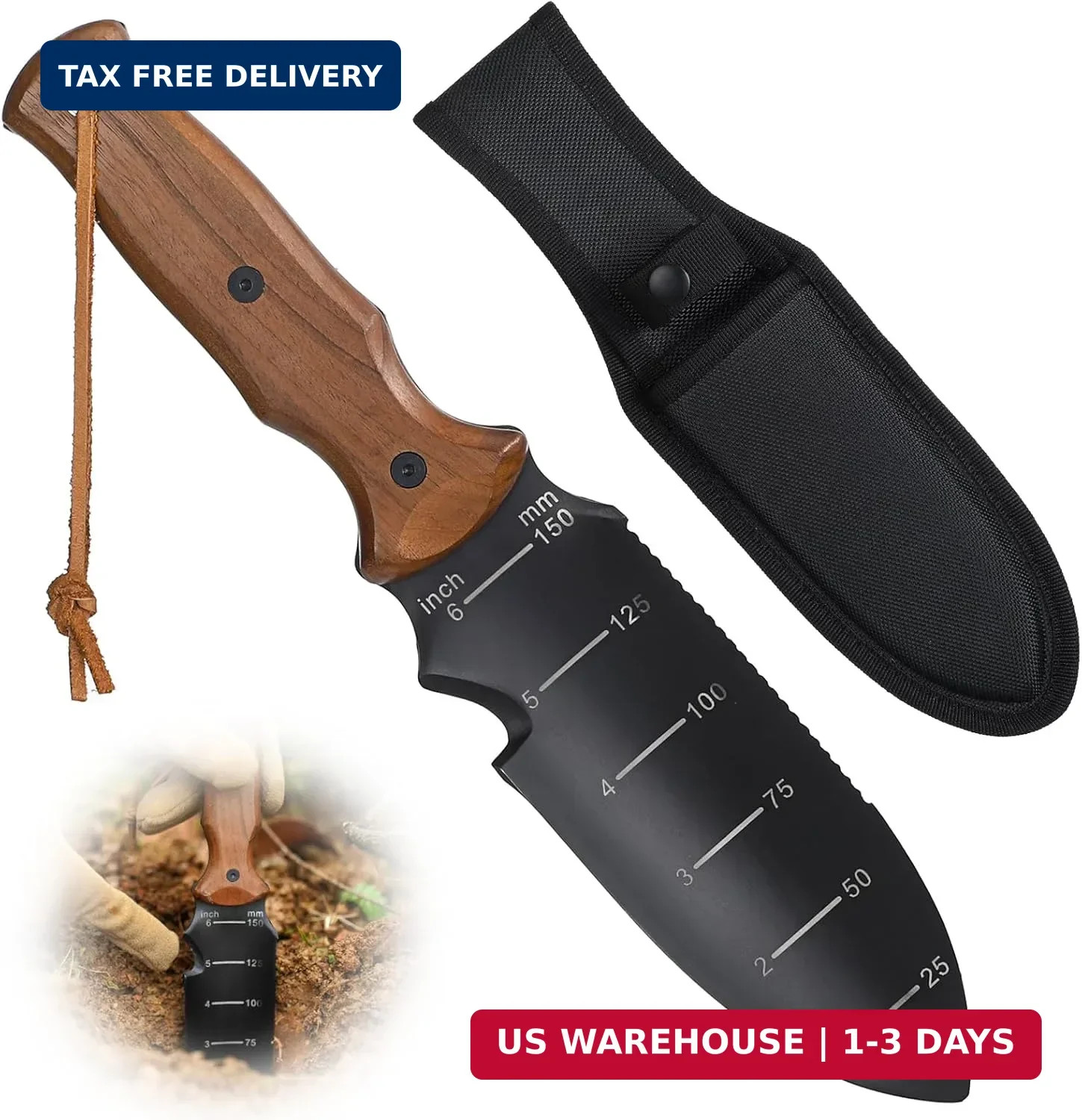 Hori Hori Garden Knife, Garden Tools Trowel with EDC Sheath, Gardening Tools for