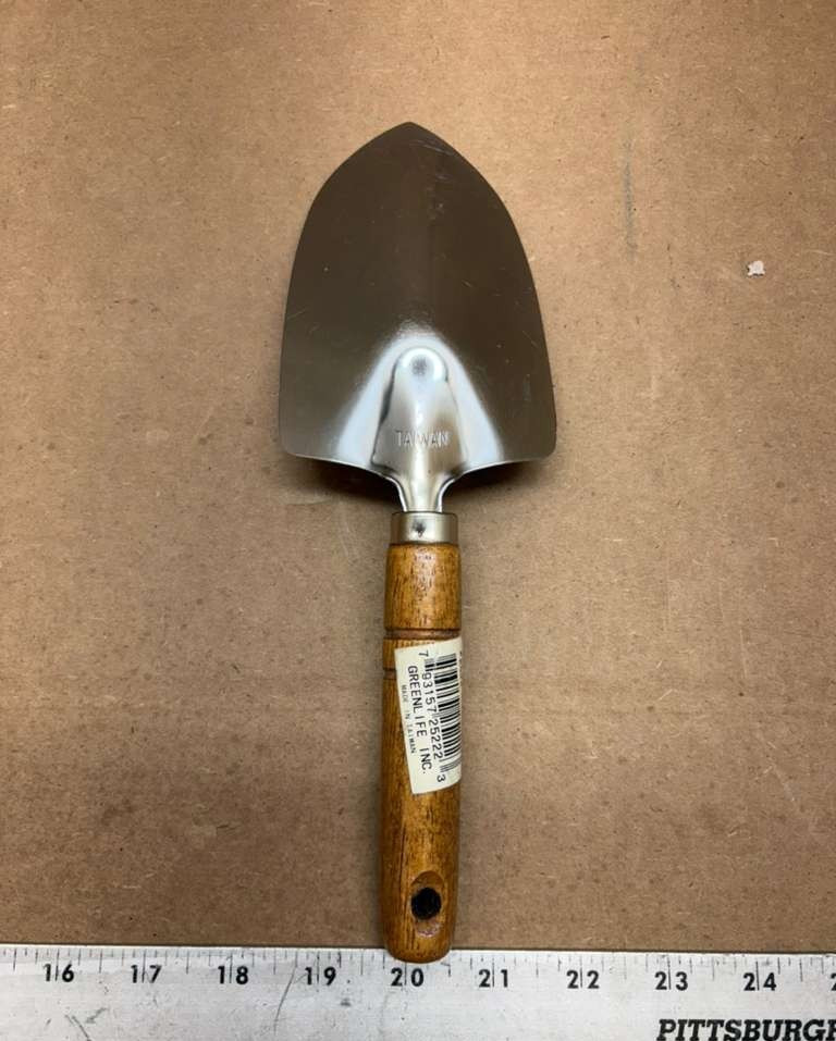 Greenlife Inc #2522 Hand Garden Trowel Polished Steel Blade Wood Handle Used