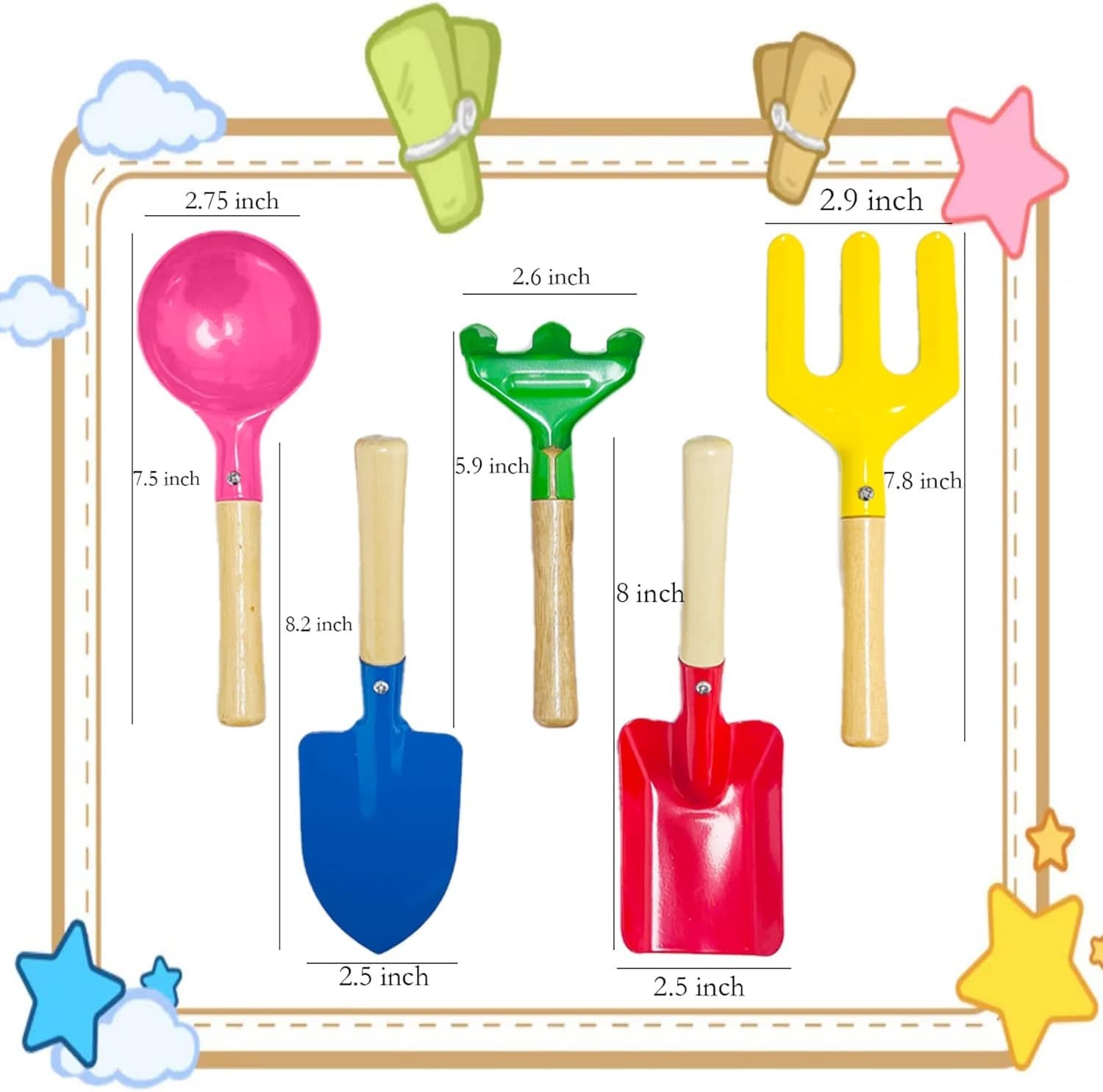Gardening Tools Set, 5PCS Gardening Tools Metal with Sturdy Wooden Handle | M…
