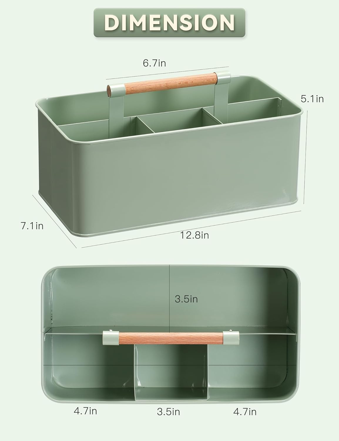 Gardening Tool Caddy, Garden Tool Basket with 4 Compartments, Metal Garden Caddy