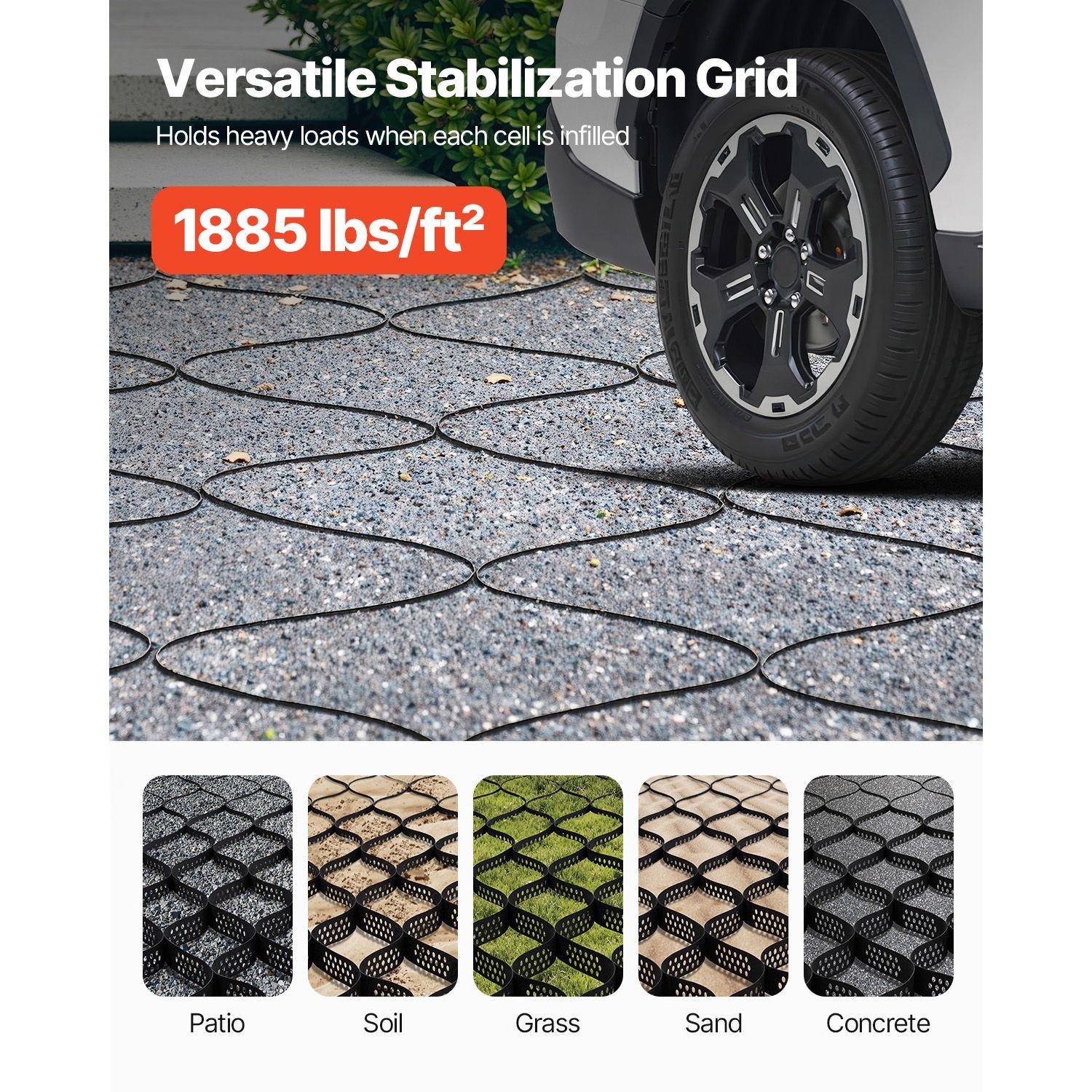 Gravel Grid, 2 Inch Depth, 16.4 x 6.5 FT / 5000 x 1980 mm, 1880 LBS Per