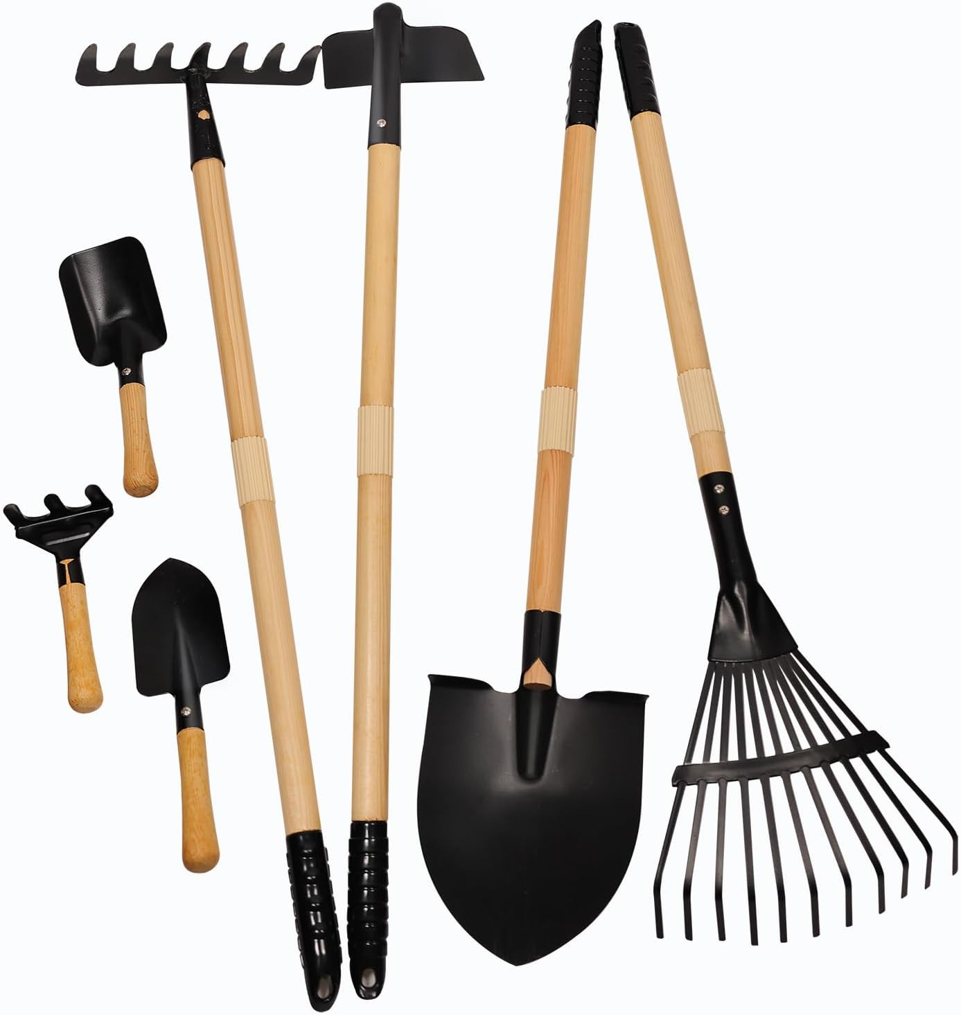 7 Pc Kids Gardening Tool Set Metal Rake Shovel Outdoor Yard Sandbox Toys