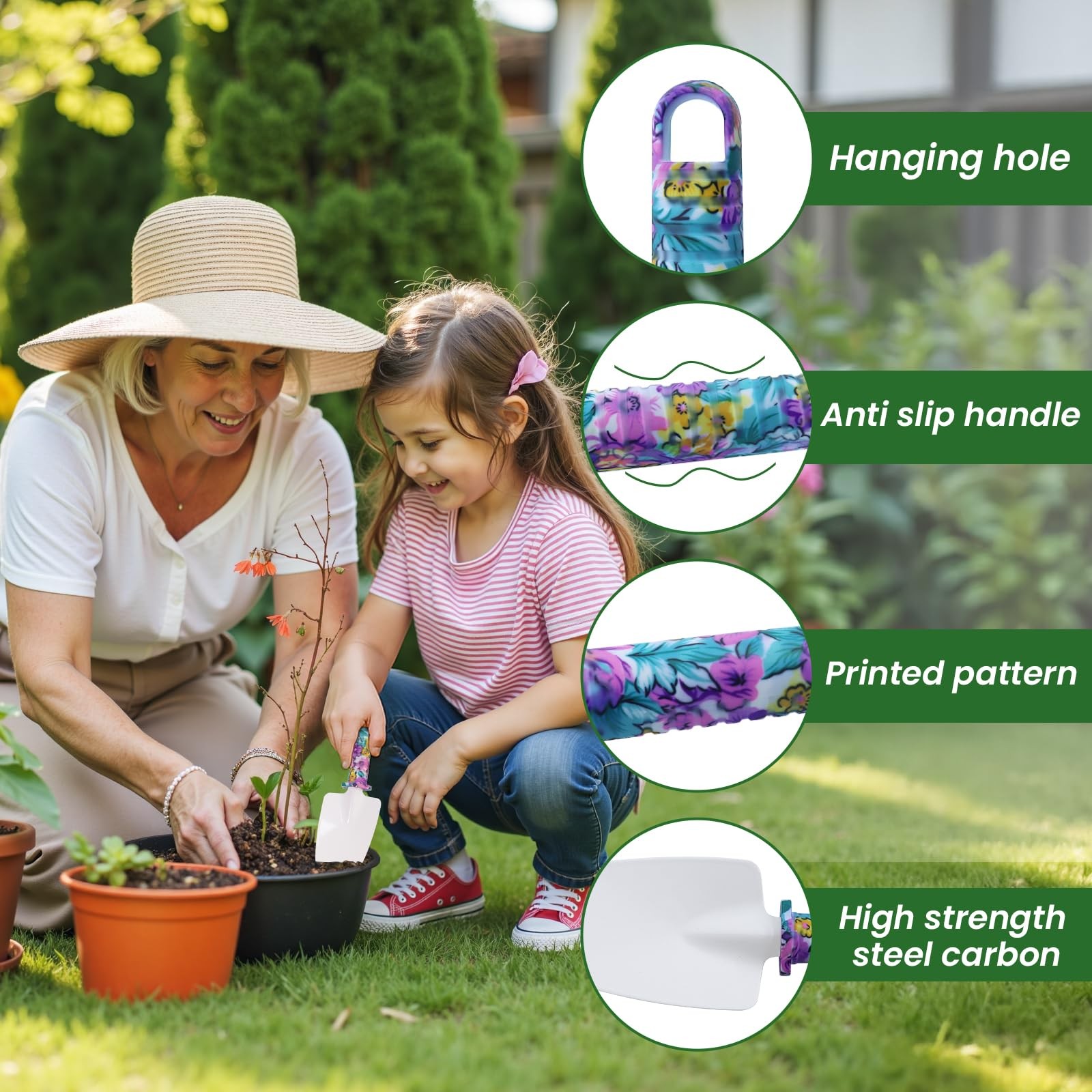 10-Piece Heavy Duty Gardening Tools Set with Tote Bag, Ergonomic Handles