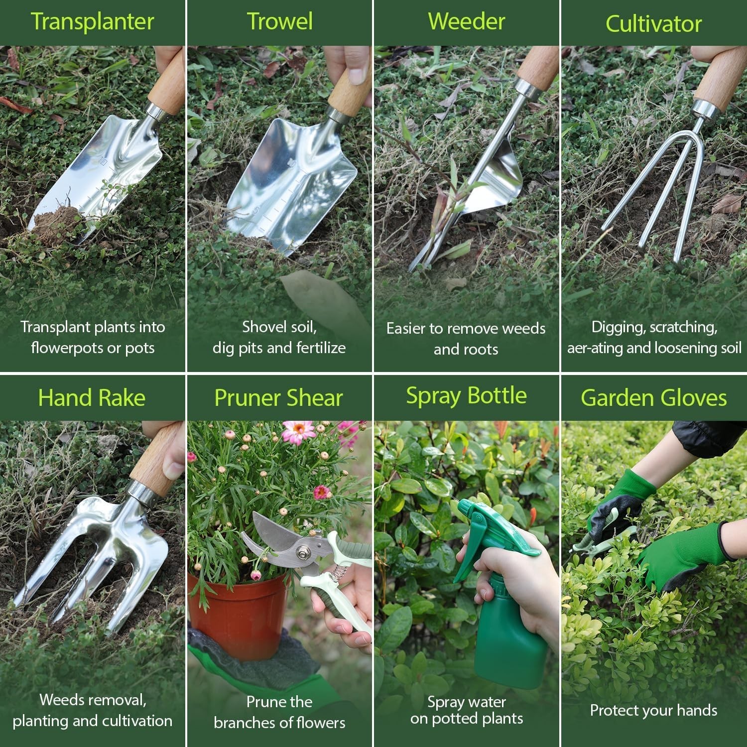 10-Piece Garden Tool Set with Folding Stool & Tote – Gifts for Gardeners