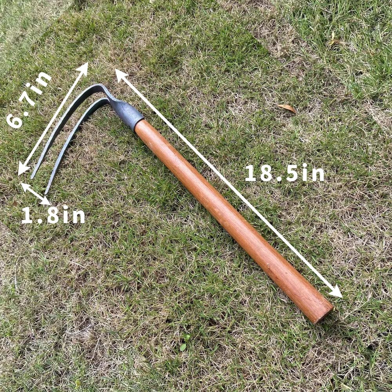 2PCS 19.6 Inches Garden Pick, 2 Prong Hand Hoe Tool Set Garden Tool with Wood…