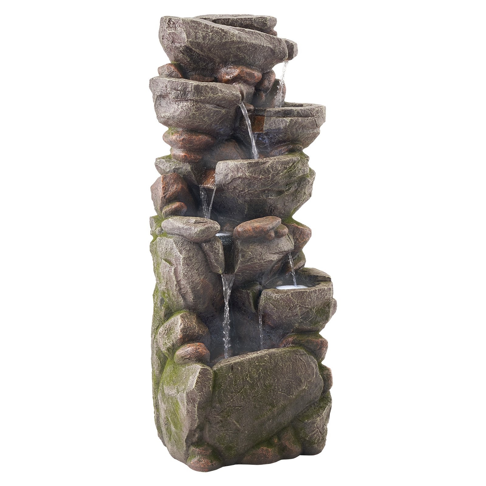 Outdoor Water Fountain,38.98 in Height Fountain and Waterfall,7-Tier Floor Stand