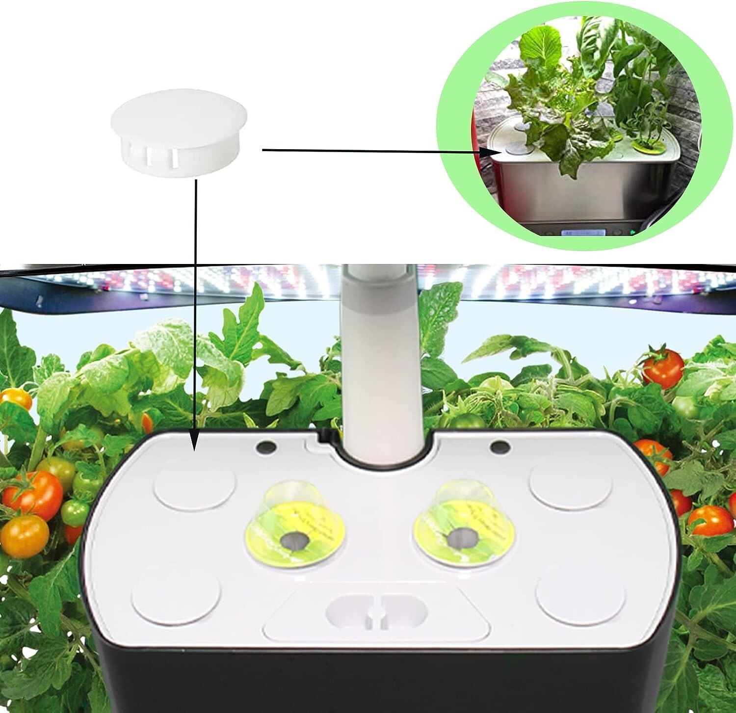 Plant Spacer Kit Compatible with Aerogarden Spacer Lid Cap, White, 20 Pack