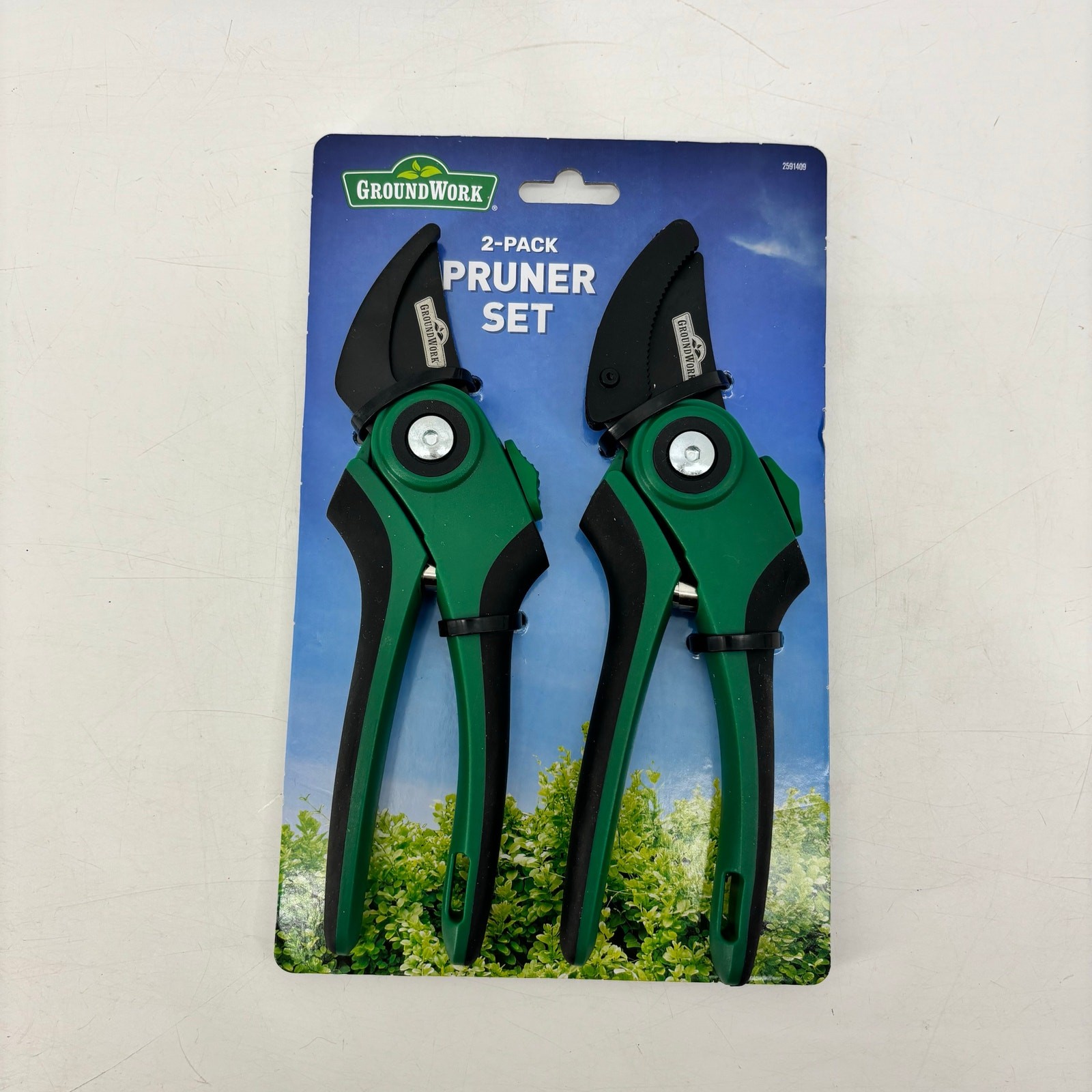 GroundWork 2-Pack Pruner Set Garden Tools Bypass Anvil Green