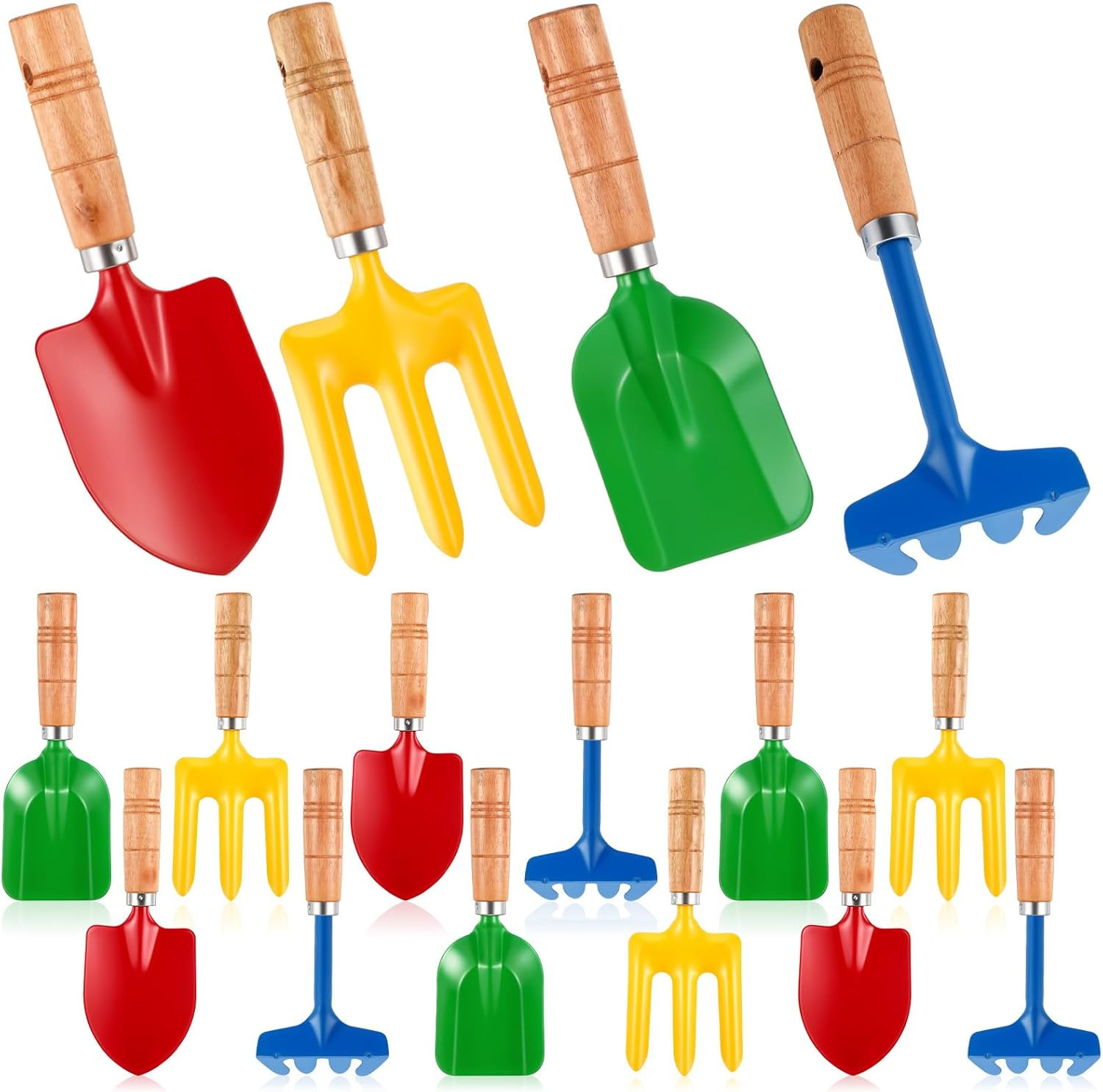 16 Pcs Gardening Tools Metal Garden Beach Sandbox Digging Including Shovel, Rake