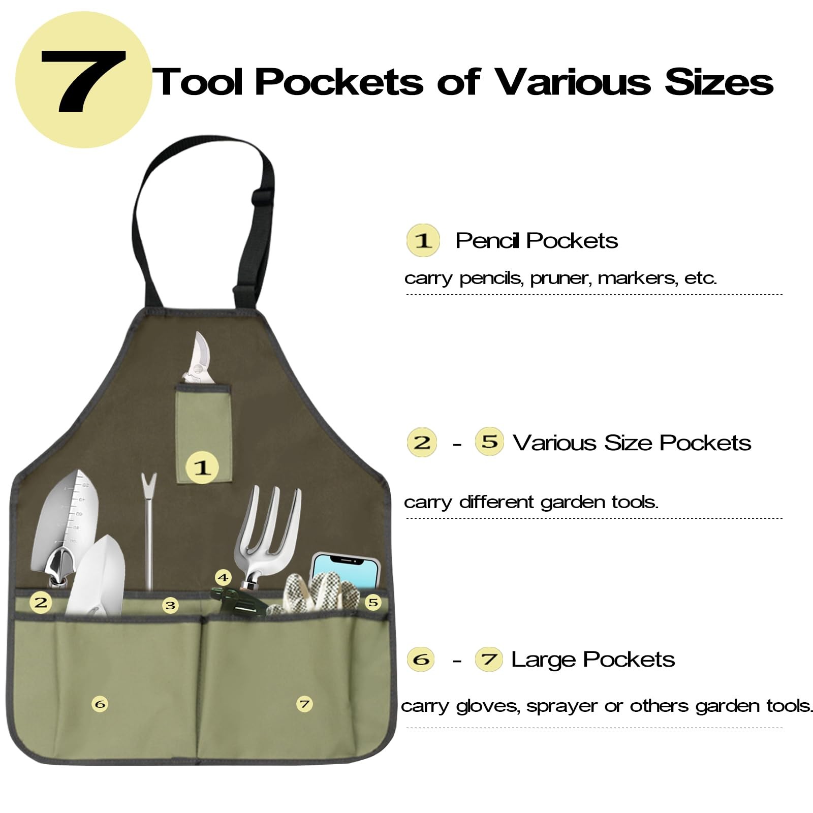 12 PCS Heavy Duty Garden Tool Set Stainless Steel Hand Tools Apron Bag