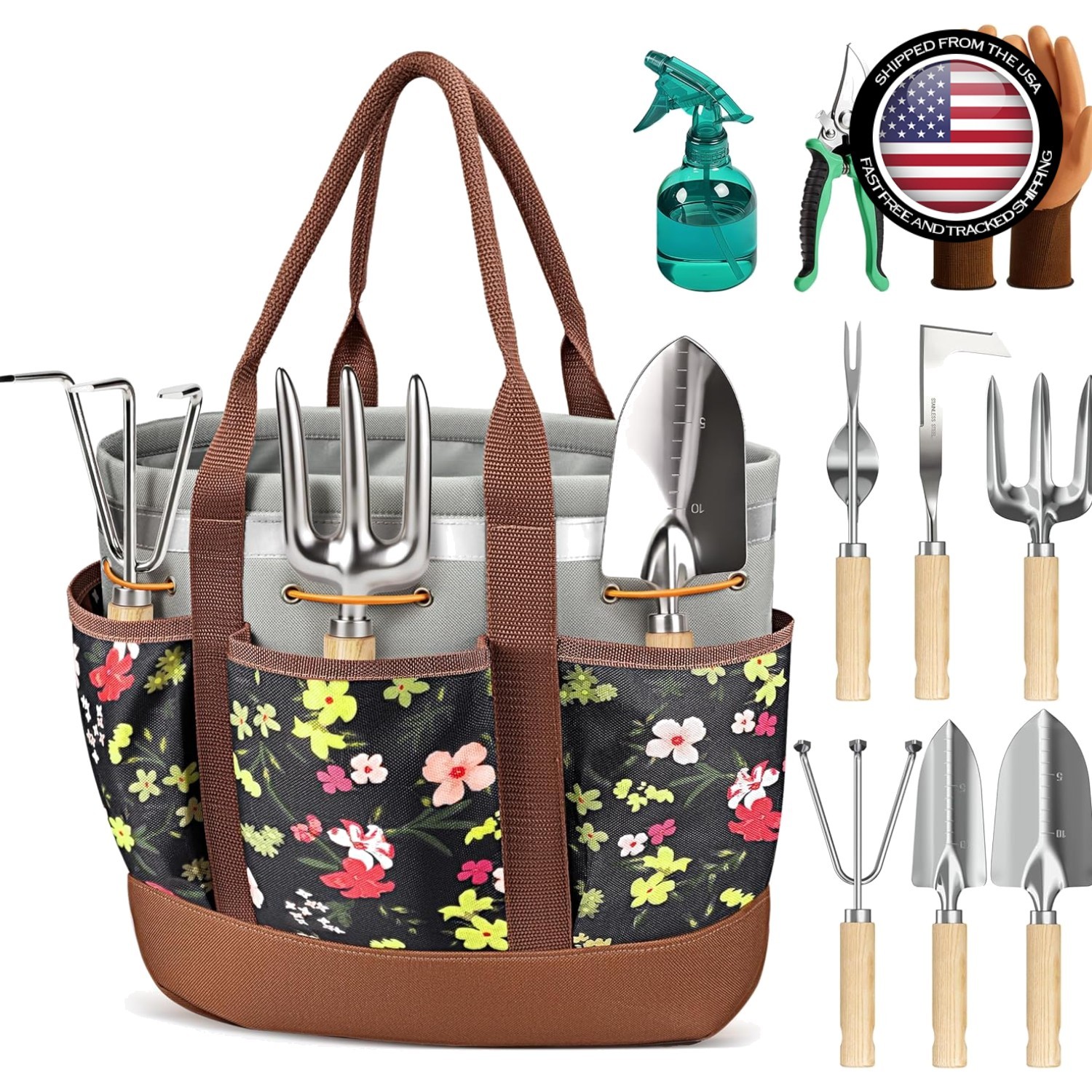 Rust-Proof 10-Piece Gardening Tools Set with Ergonomic Handles – Perfect Gift