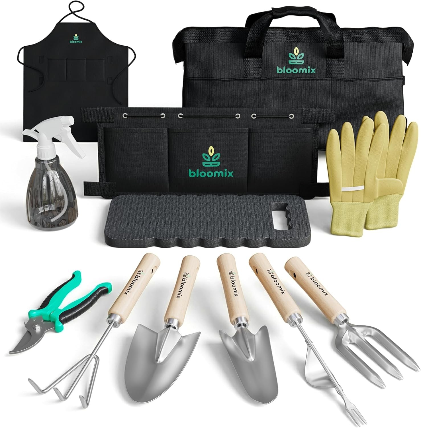 12Pcs Heavy Duty Garden Tools Set with Bag Kneeling Pad Apron