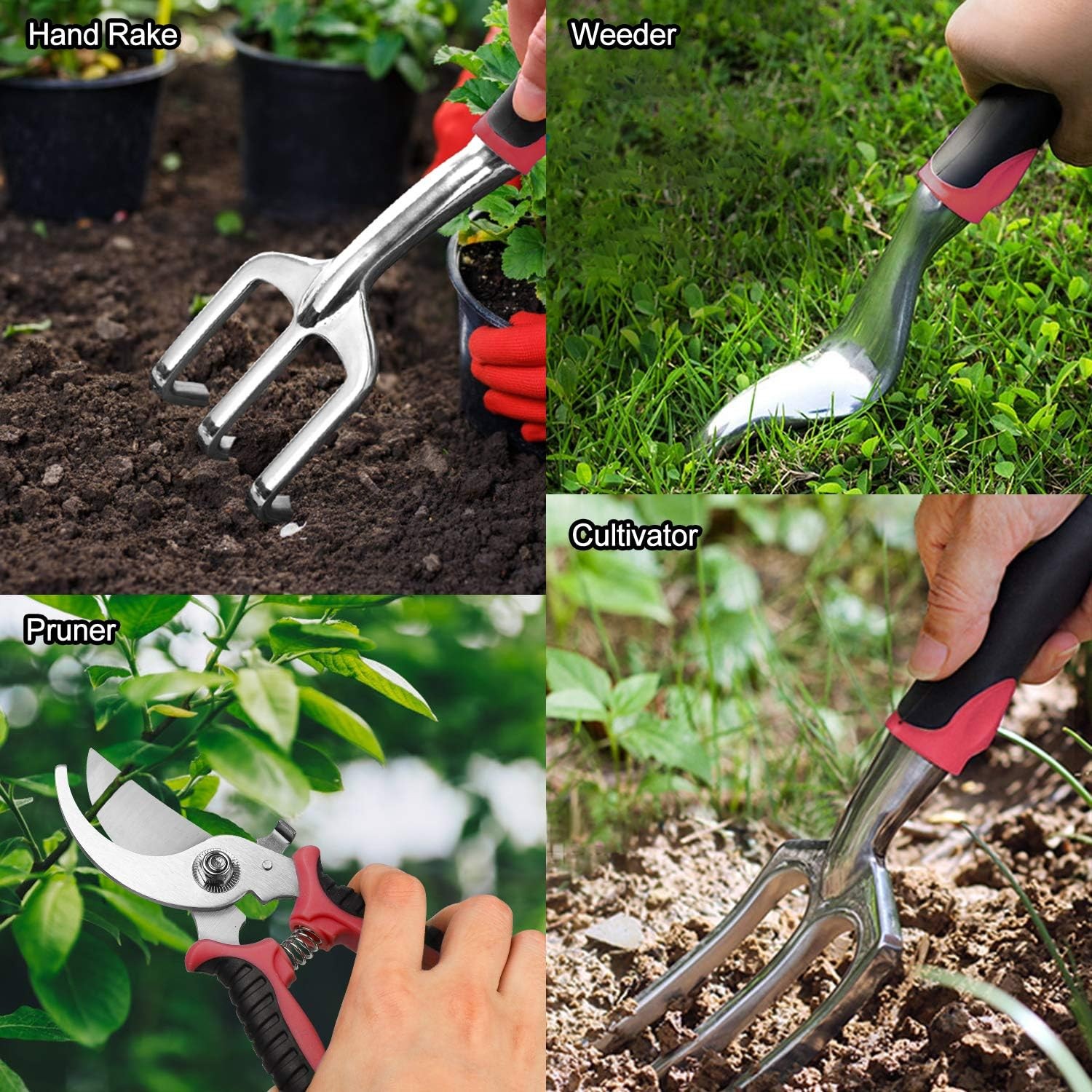Home Garden Tools Set 30 Piece Stainless Steel Gardening Kit with Vintage Bag