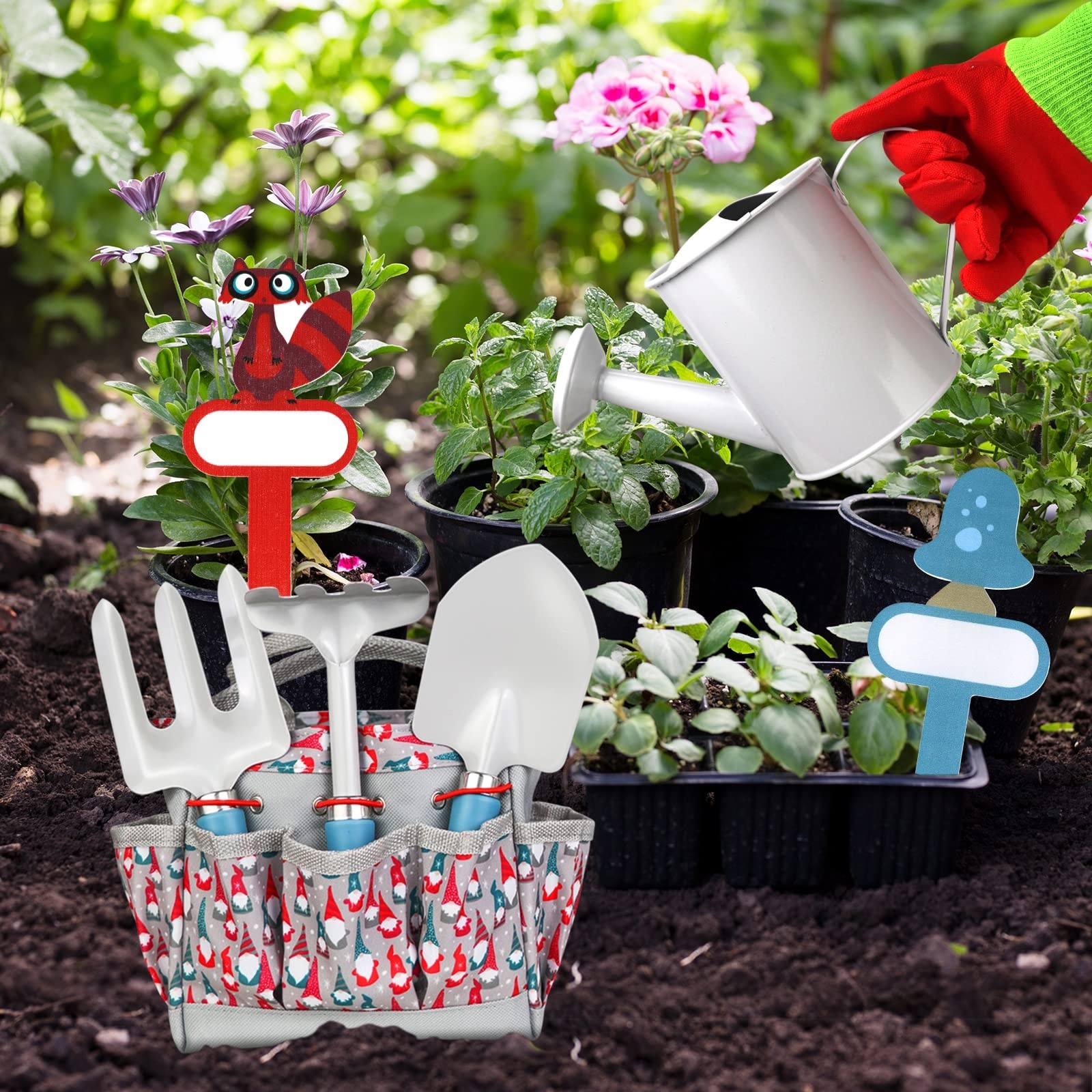 Kids Gardening Tools – Includes Sturdy Tote Bag, Watering Can, Gloves, Shovel…