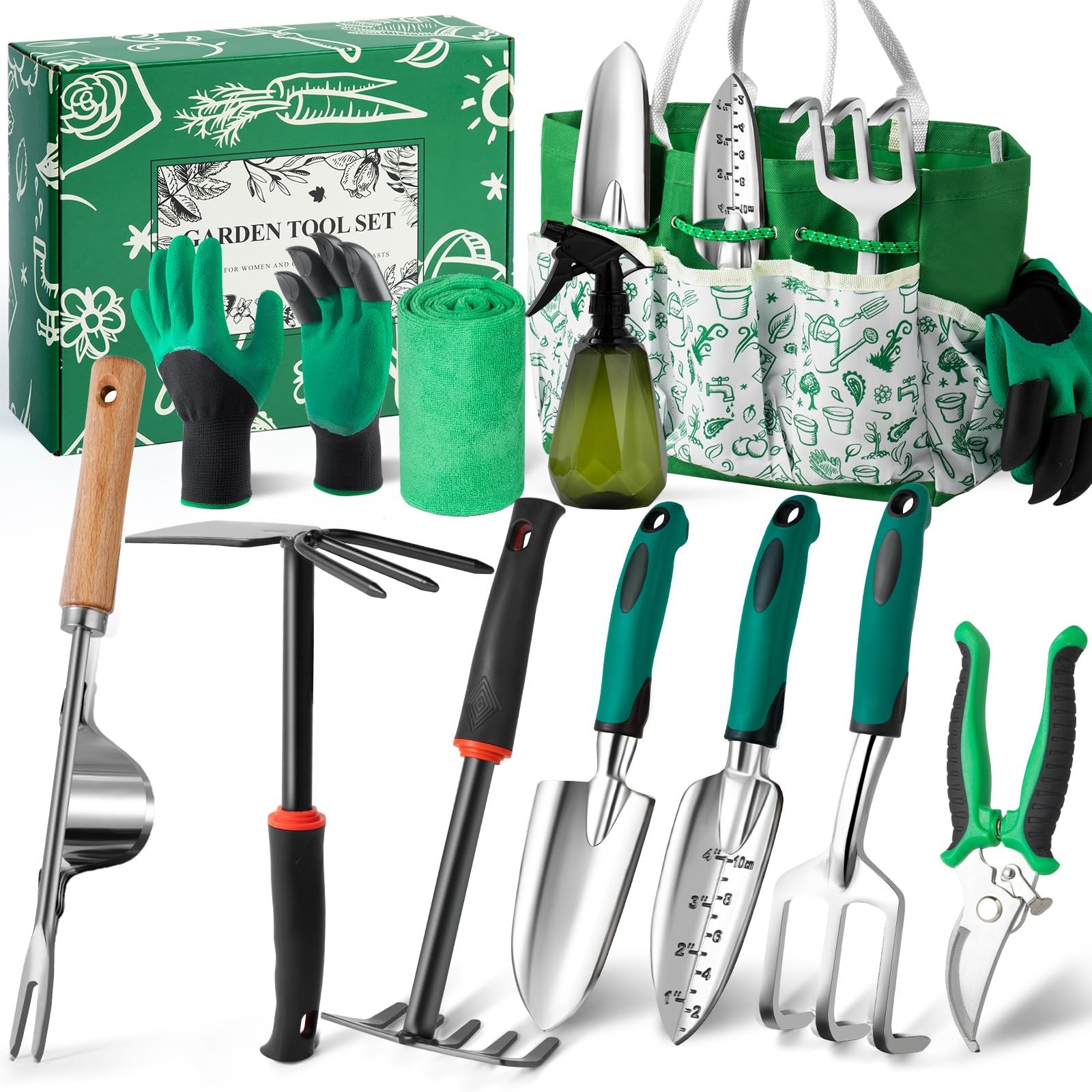 Garden Tool Set for Women, 12pcs Heavy Duty Gardening Tools, Cute Gardening S…