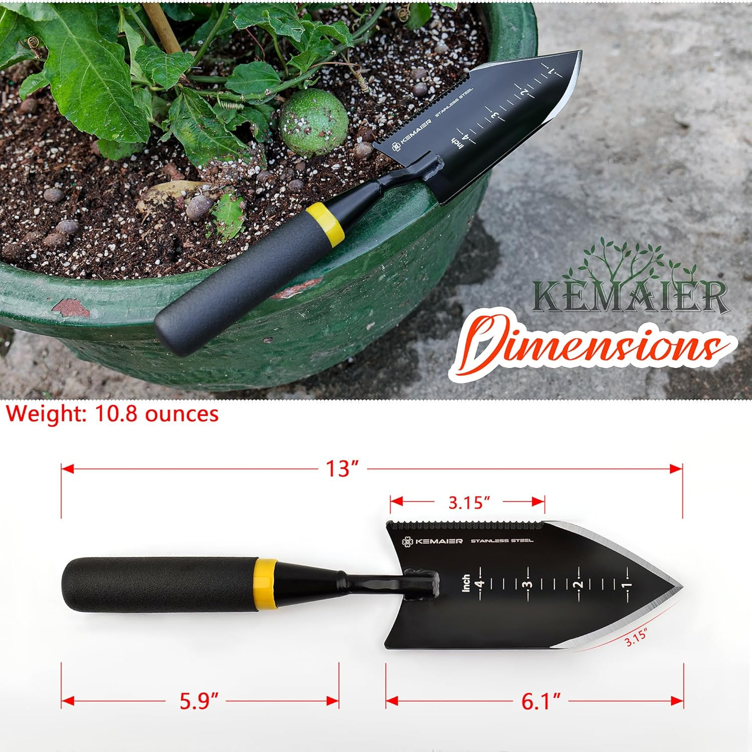 Garden Tool Set – Featuring a Heavy-Duty Stainless Steel Hand Cultivator, Transp
