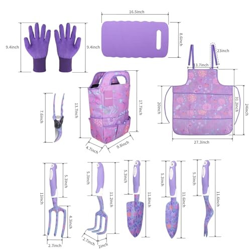 Purple Garden Tool Sets 10-Piece, Aluminum Alloy Steel Hand Tools w/Non purple