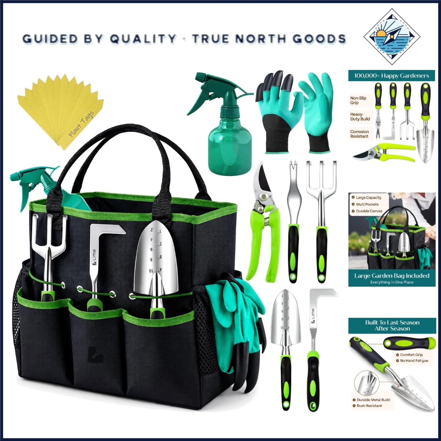 23-Piece Heavy Duty Gardening Tools Set with Ergonomic Handles and Storage Bag