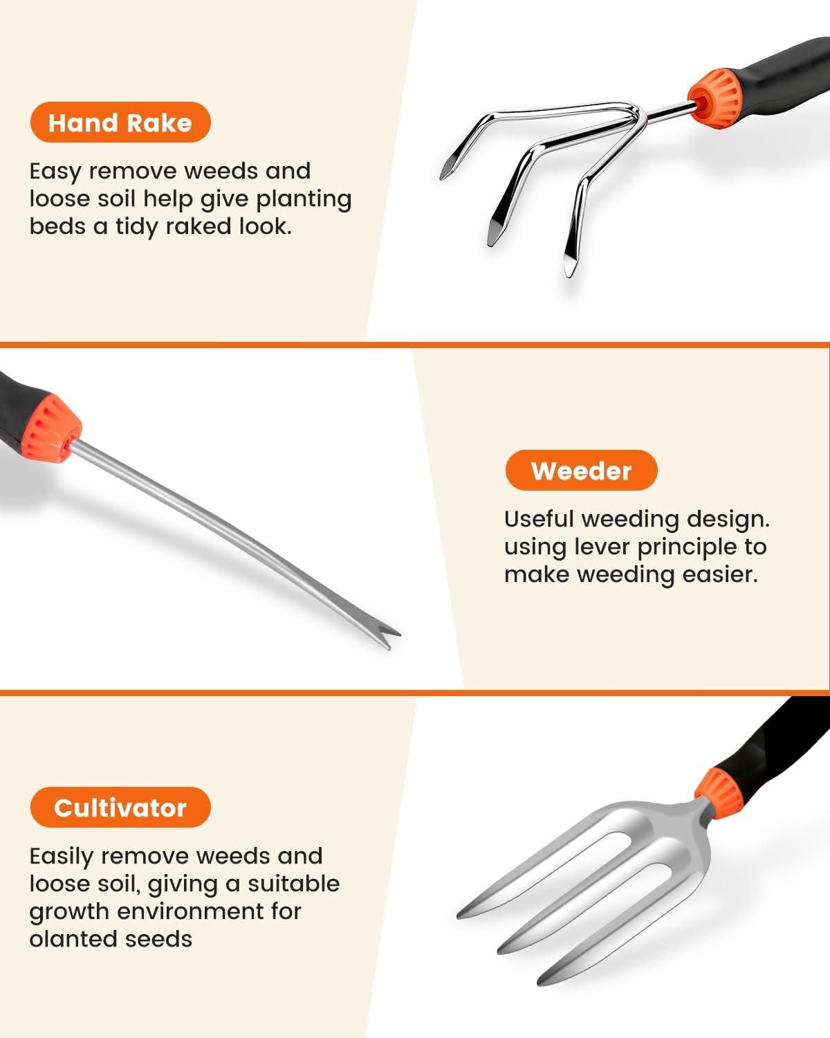7 Piece Heavy Duty Stainless Steel Garden Tool Set – Gardening Hand Tools