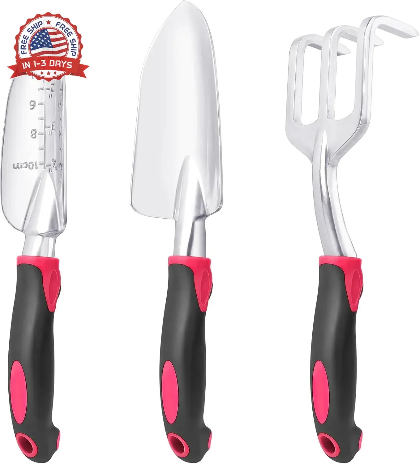 Garden Tools Set, 3 Pack Heavy Duty Gardening Tools Set Include Garden Shovel, T