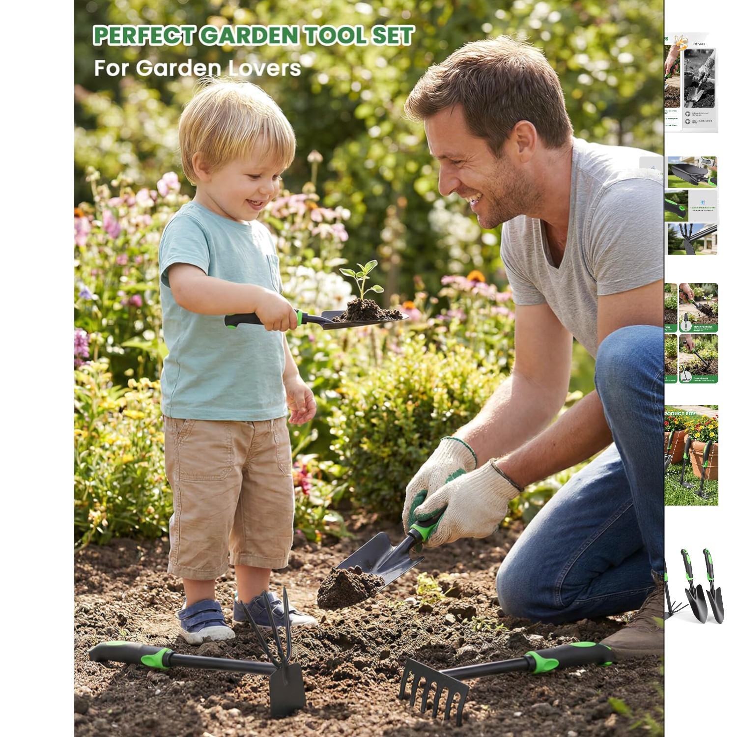 Clevabie 4-Piece Heavy-Duty Garden Tool Set with Ergonomic Rubber Handles