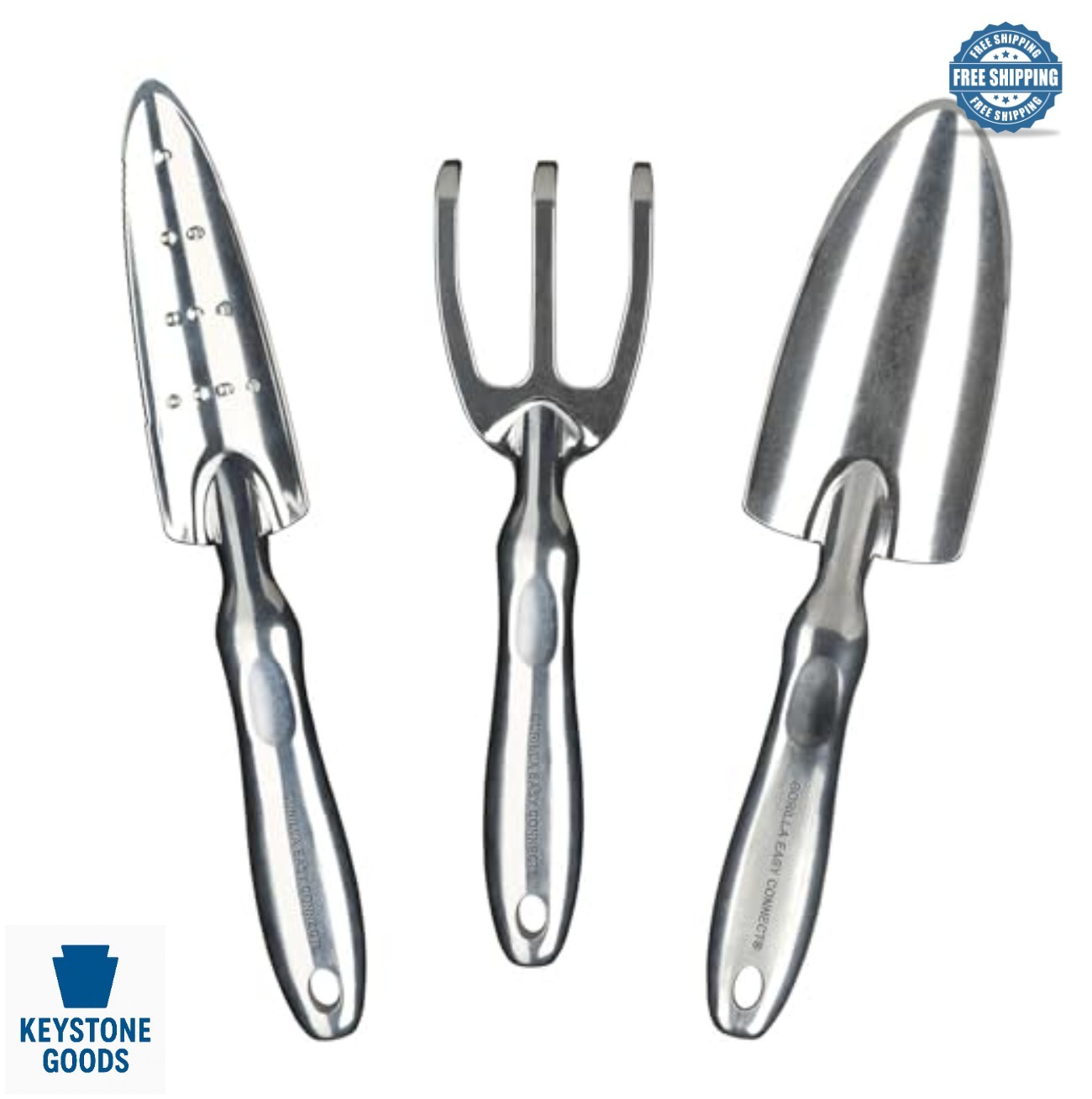 3 Piece Garden Tool Set Digging Transplant Trowel Cultivator Rake Cast Aluminum