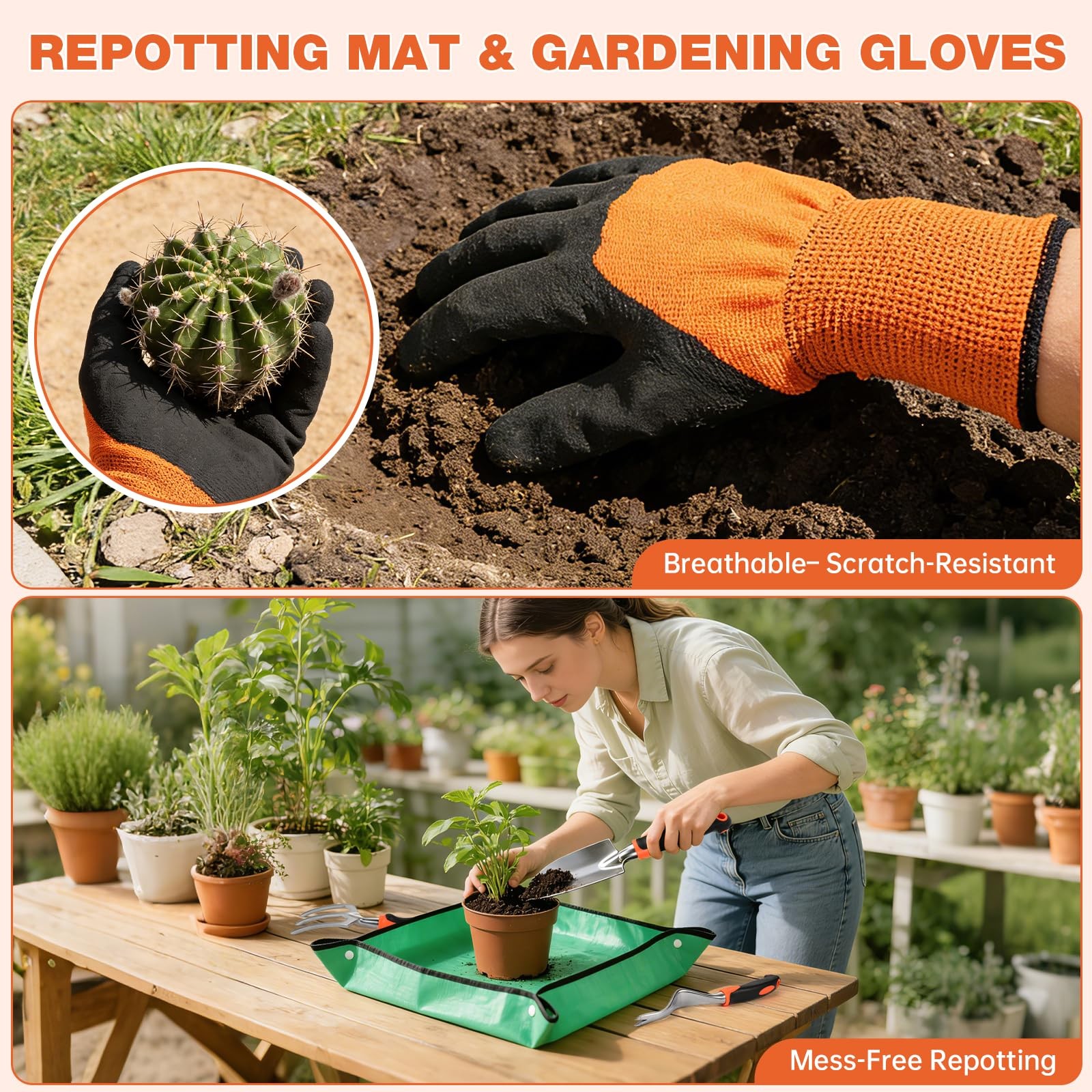 9 Piece Garden Tools Set Heavy Duty Stainless Steel Kit with Non Slip Ergonomic