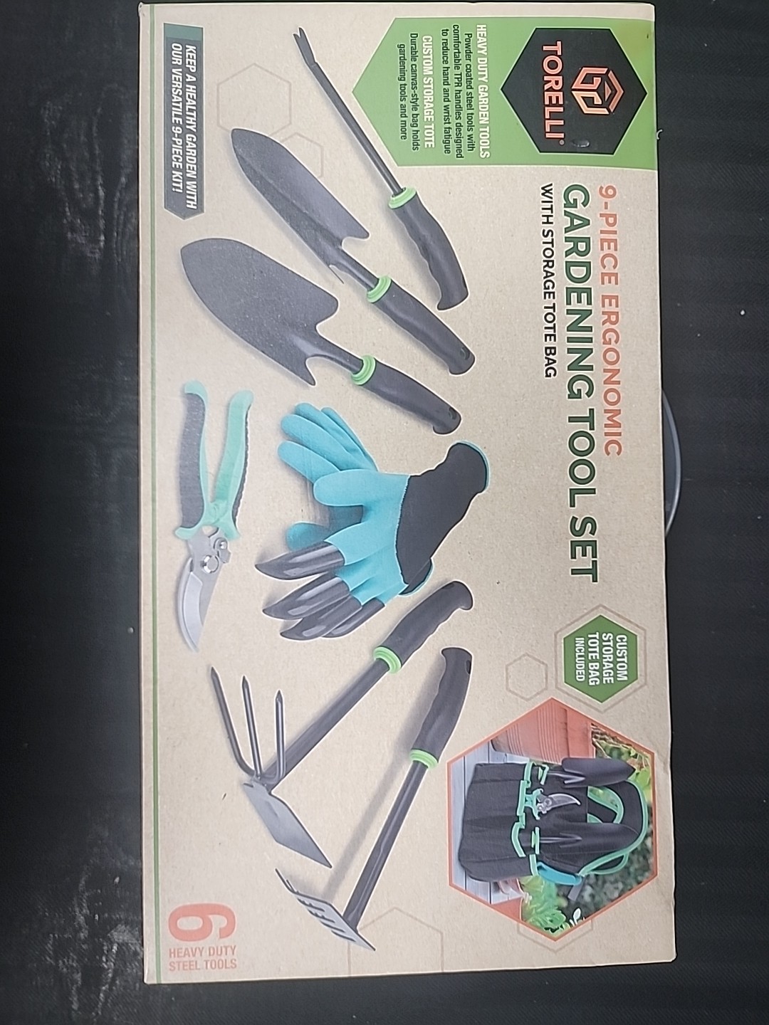 Garden Tools Set, 9 Pcs Gardening Supplies Hand Tool Kit for Women Men Gardener