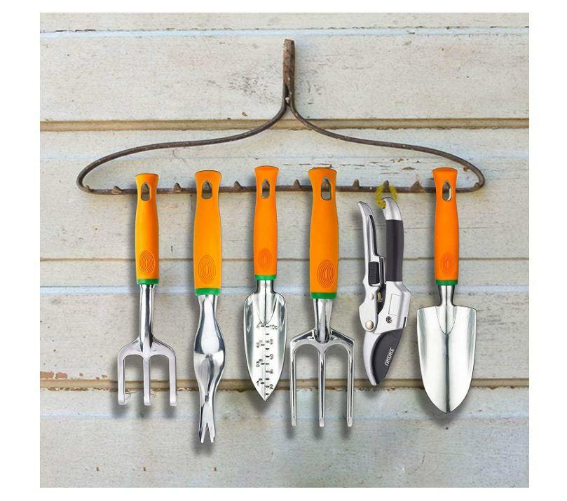 Ukoke 12 Piece Aluminum Garden Tool Kit & Gardening Apron with Storage Pocket