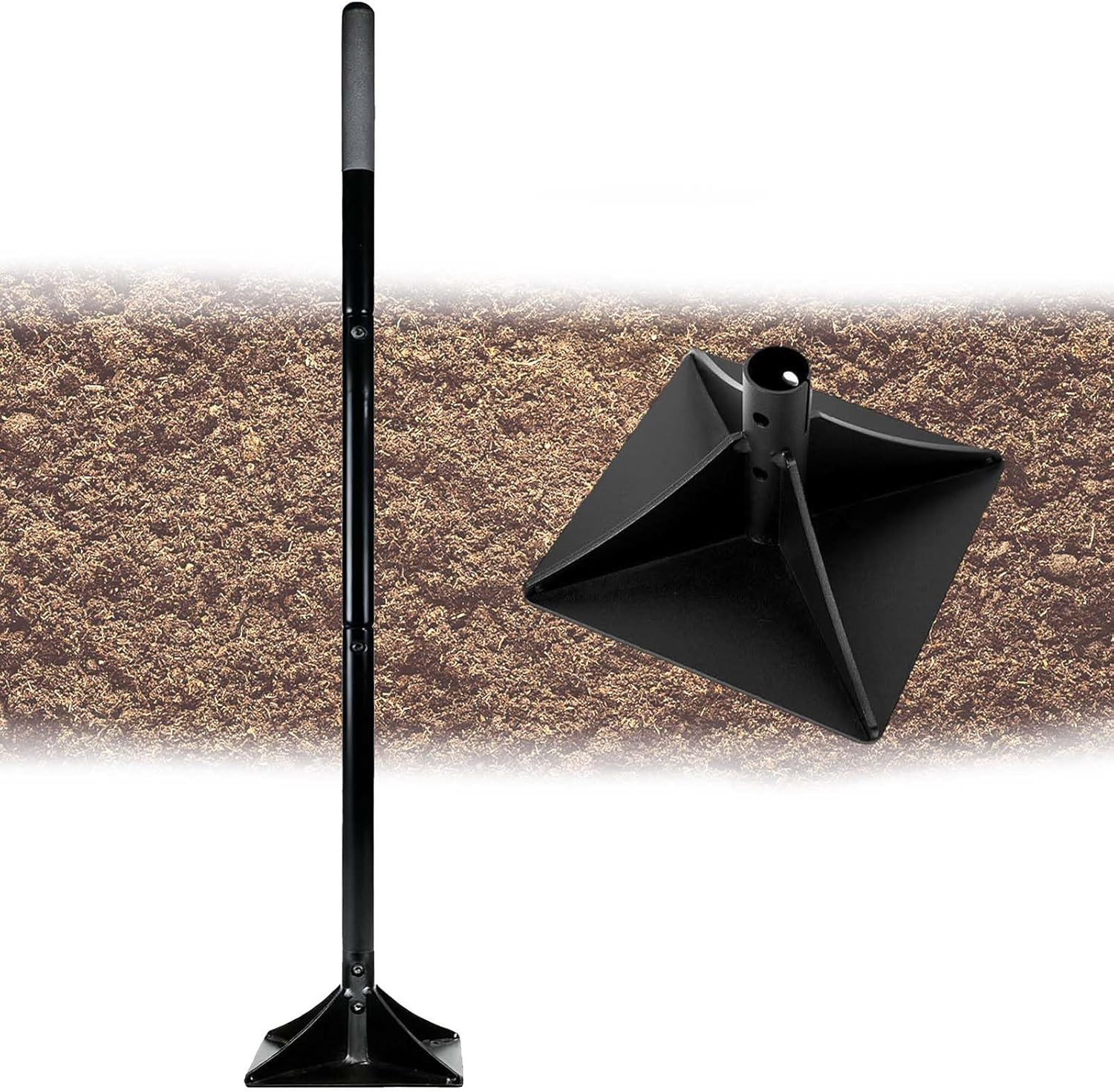 Steel Tamper Tool with 48 Inch Handle, 10”X10” Gardening Hand Tools for Leveli