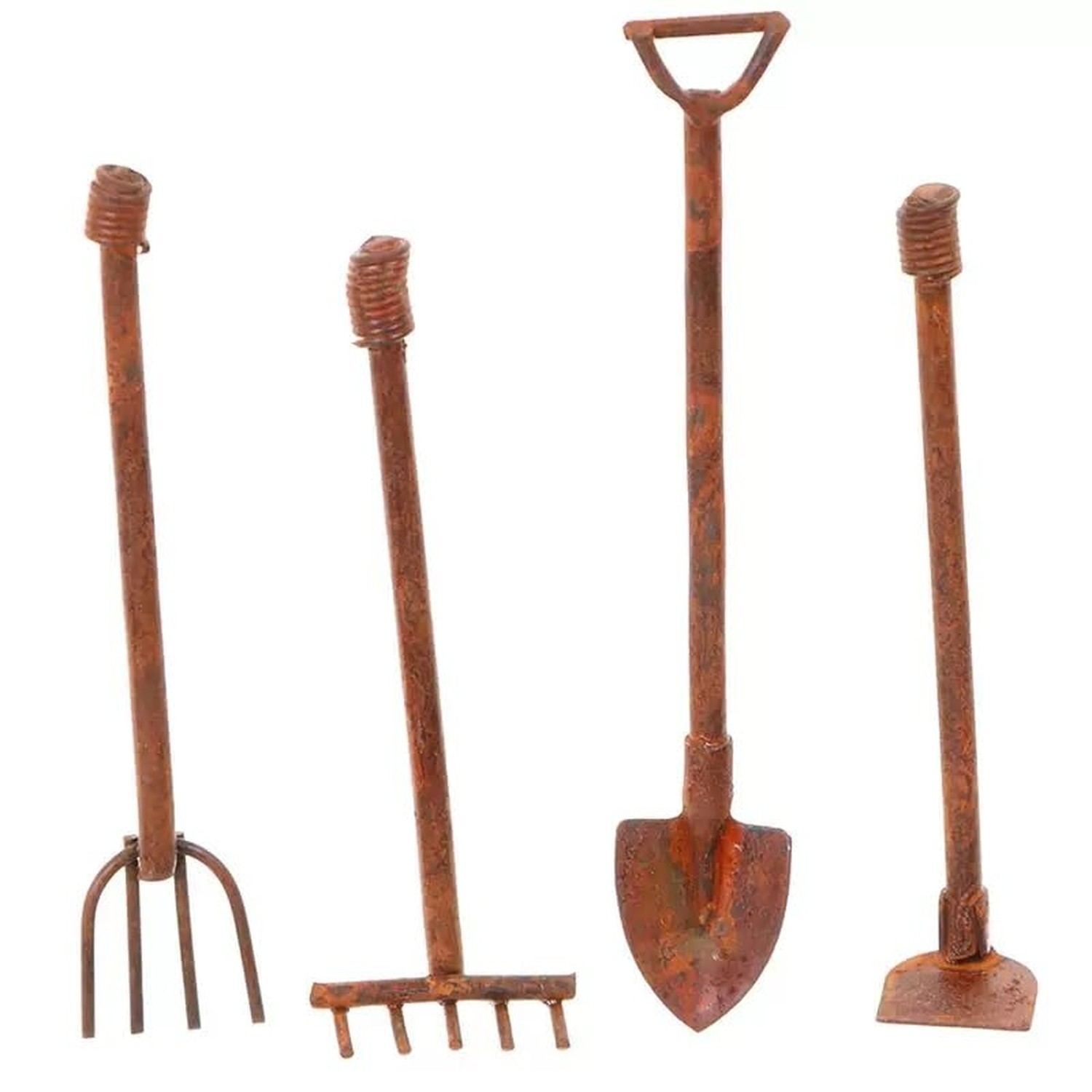 4 Pcs/Set Miniature Dollhouse Garden Tools 1:12 Mini Rusty Shovel Hoe and Pit…