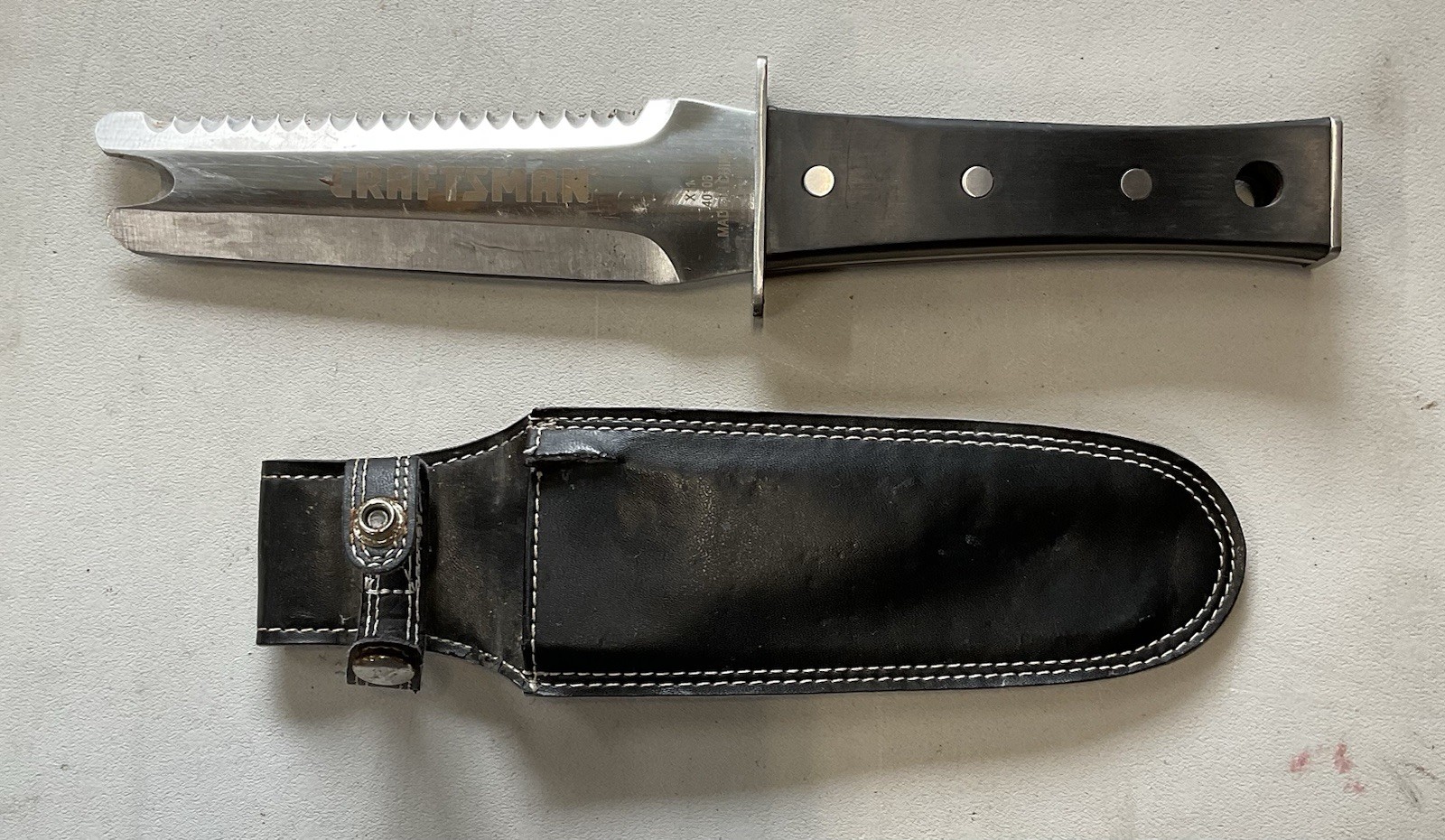 CRAFTSMEN Soil Knife w/ Leather Sheath Garden Tool Preowned X11 40106