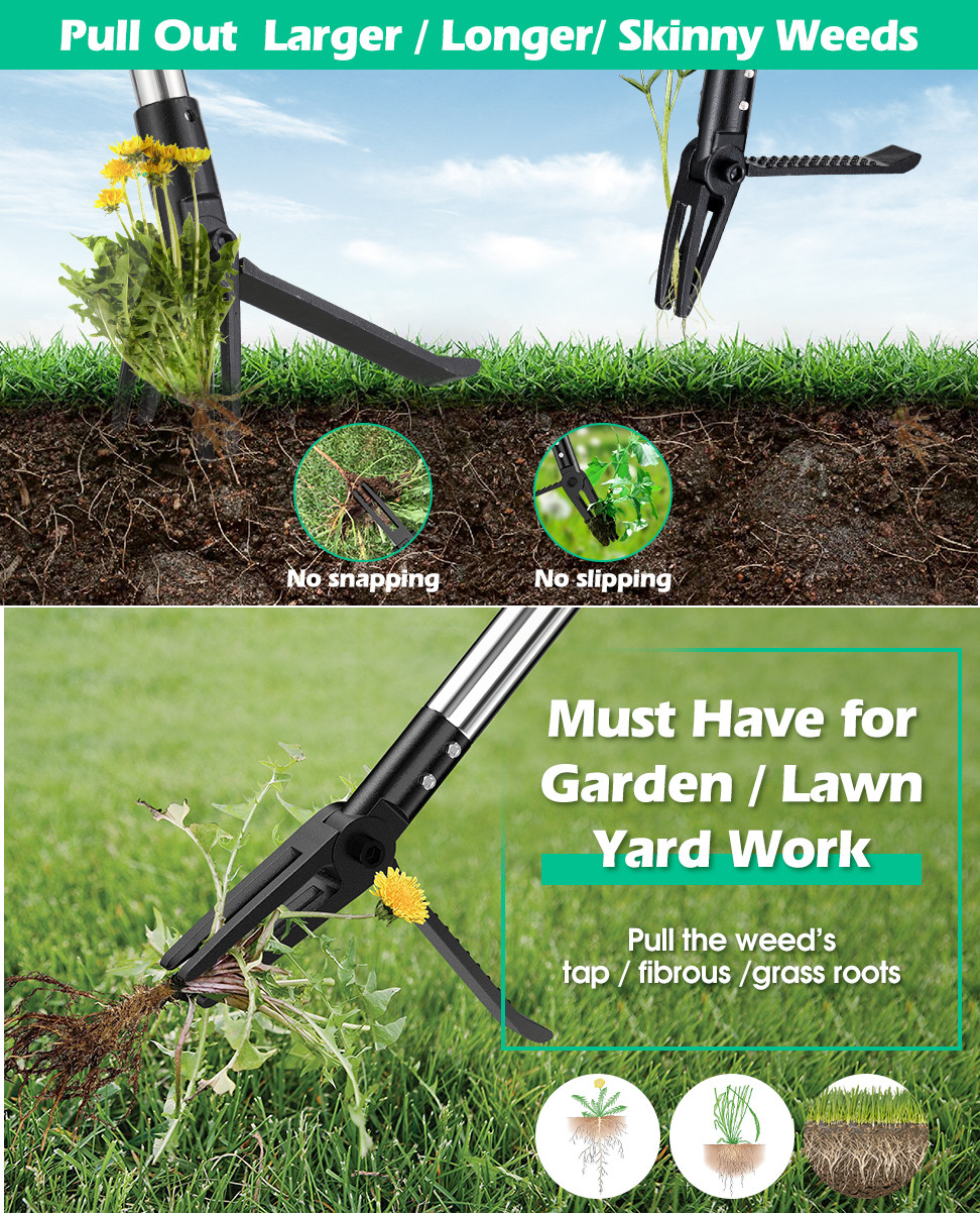 30″~63″ long handle with 4 claws For Yard lawn Weed Picker Puller digger remover